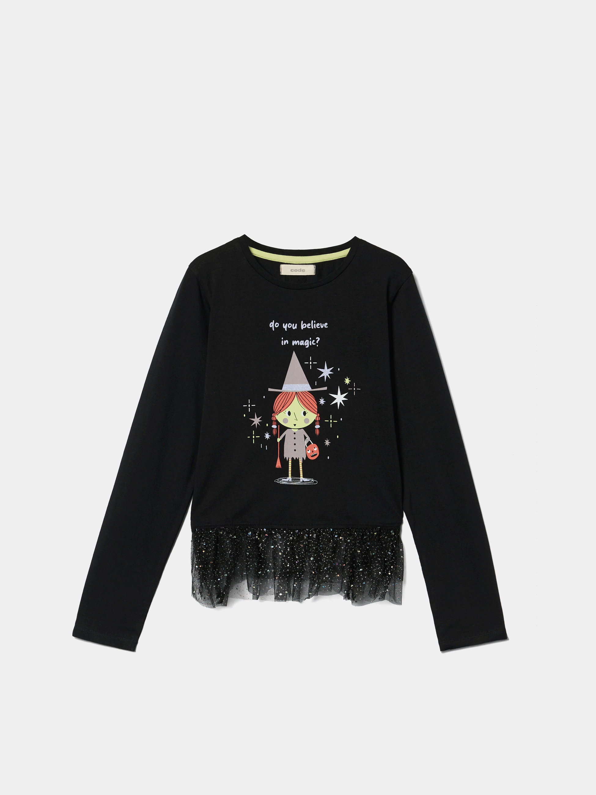 Camisola com tule Brilha No Escuro