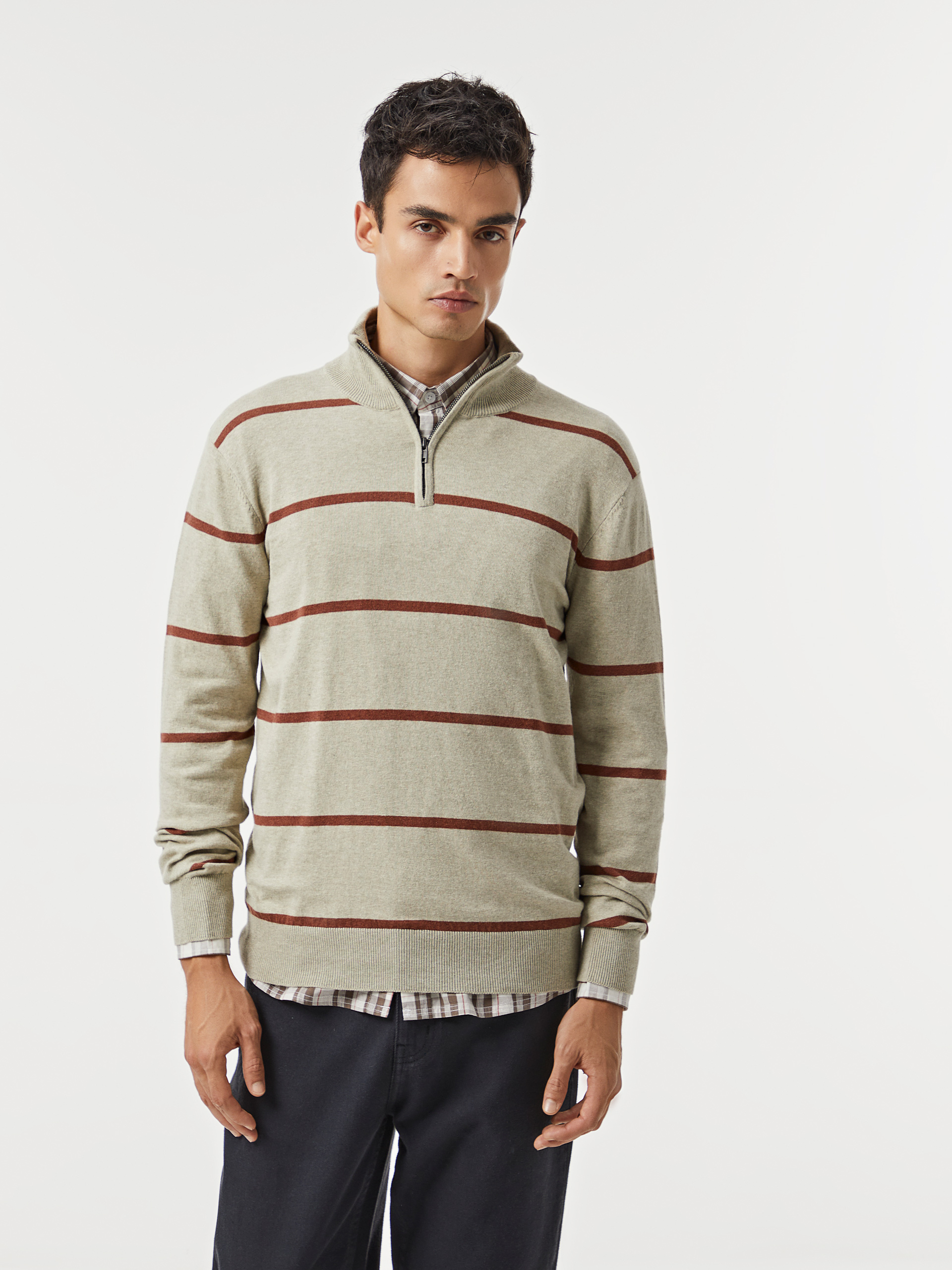 Camisola de malha às riscas