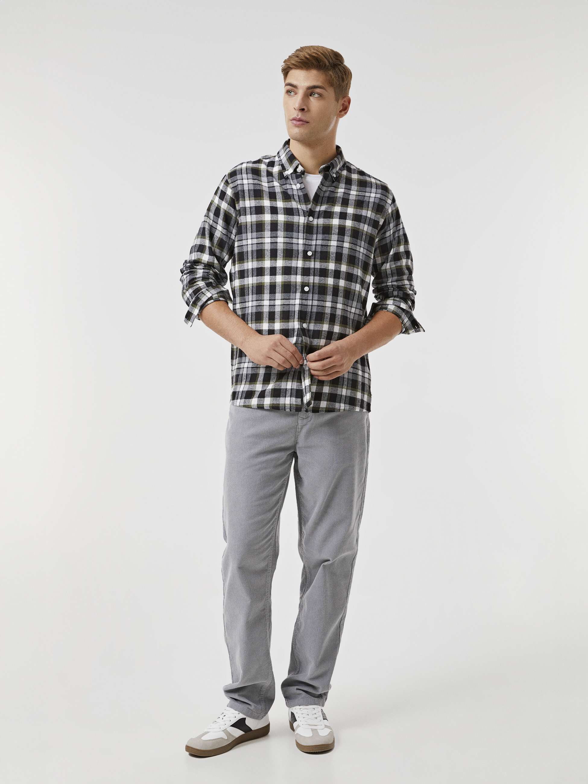 Calças bombazine 5 bolsos