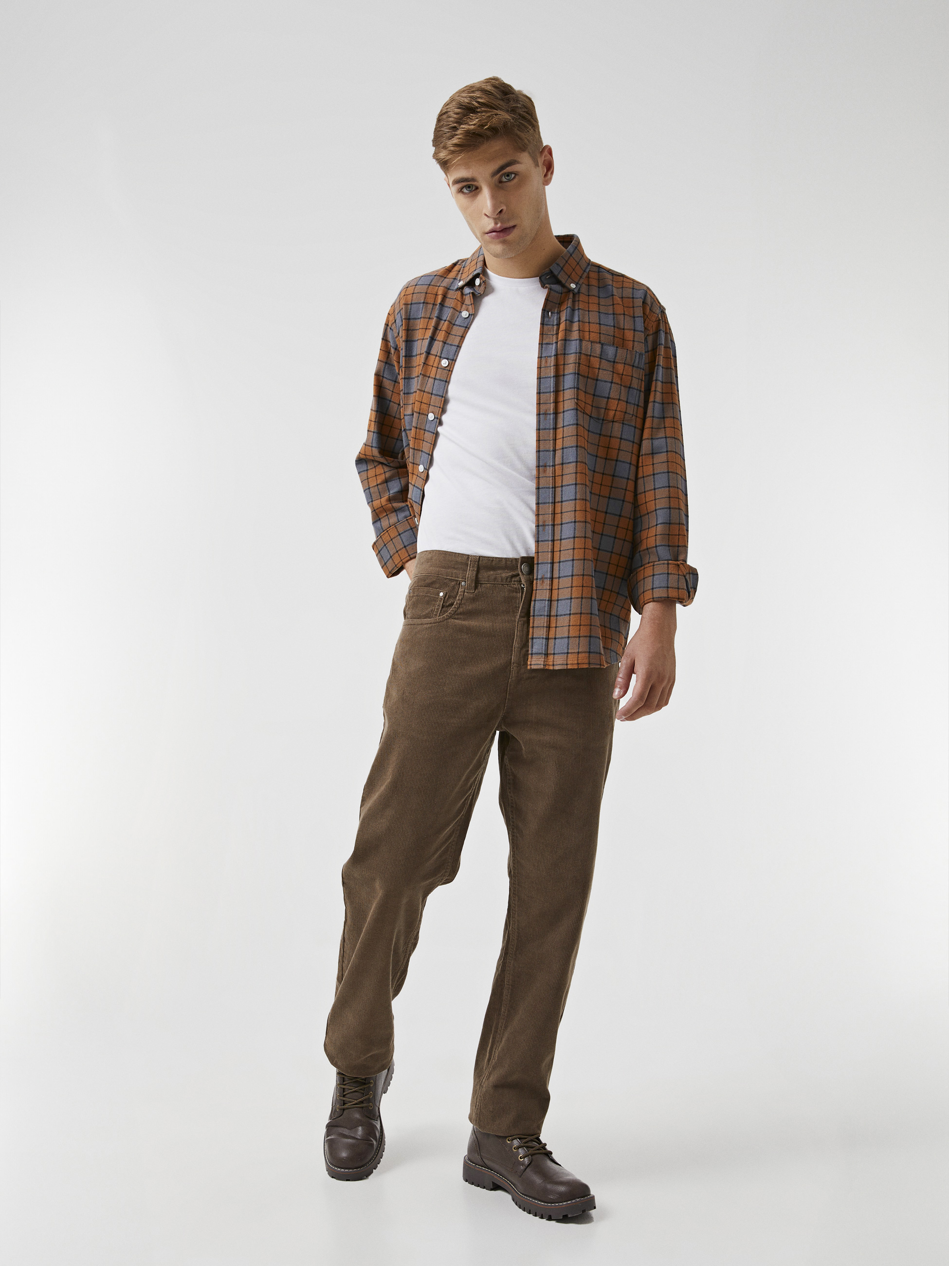 Calças bombazine 5 bolsos