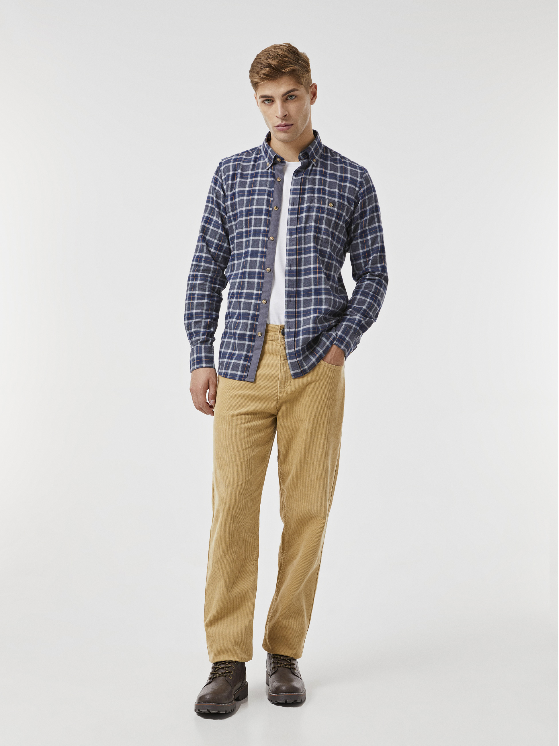 Calças bombazine 5 bolsos