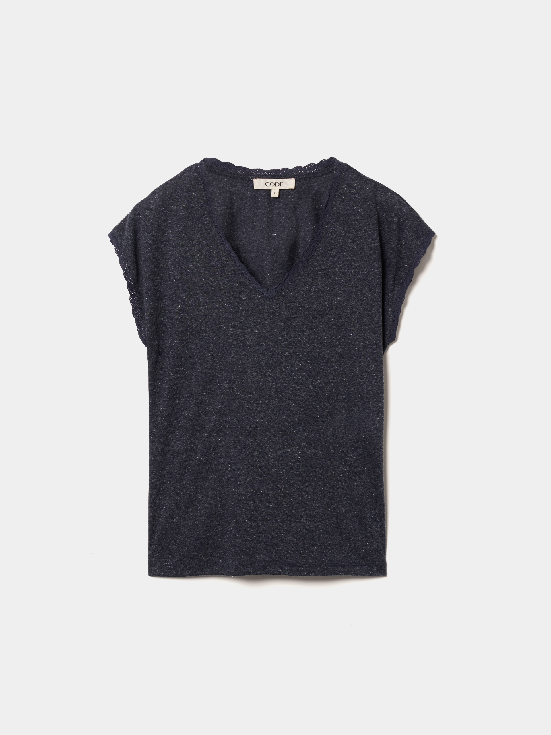 T-shirt com decote em V