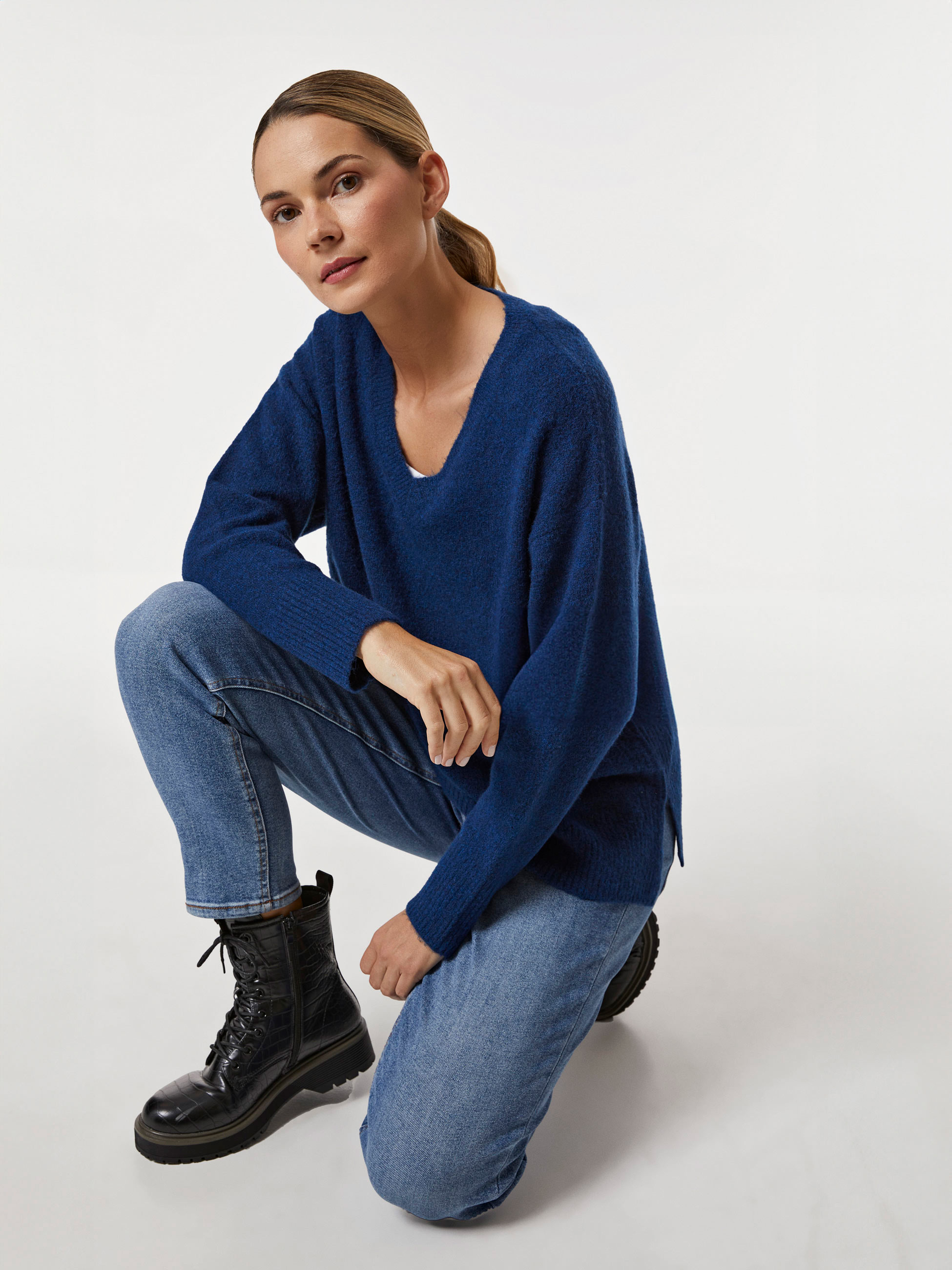 Camisola malha decote em V