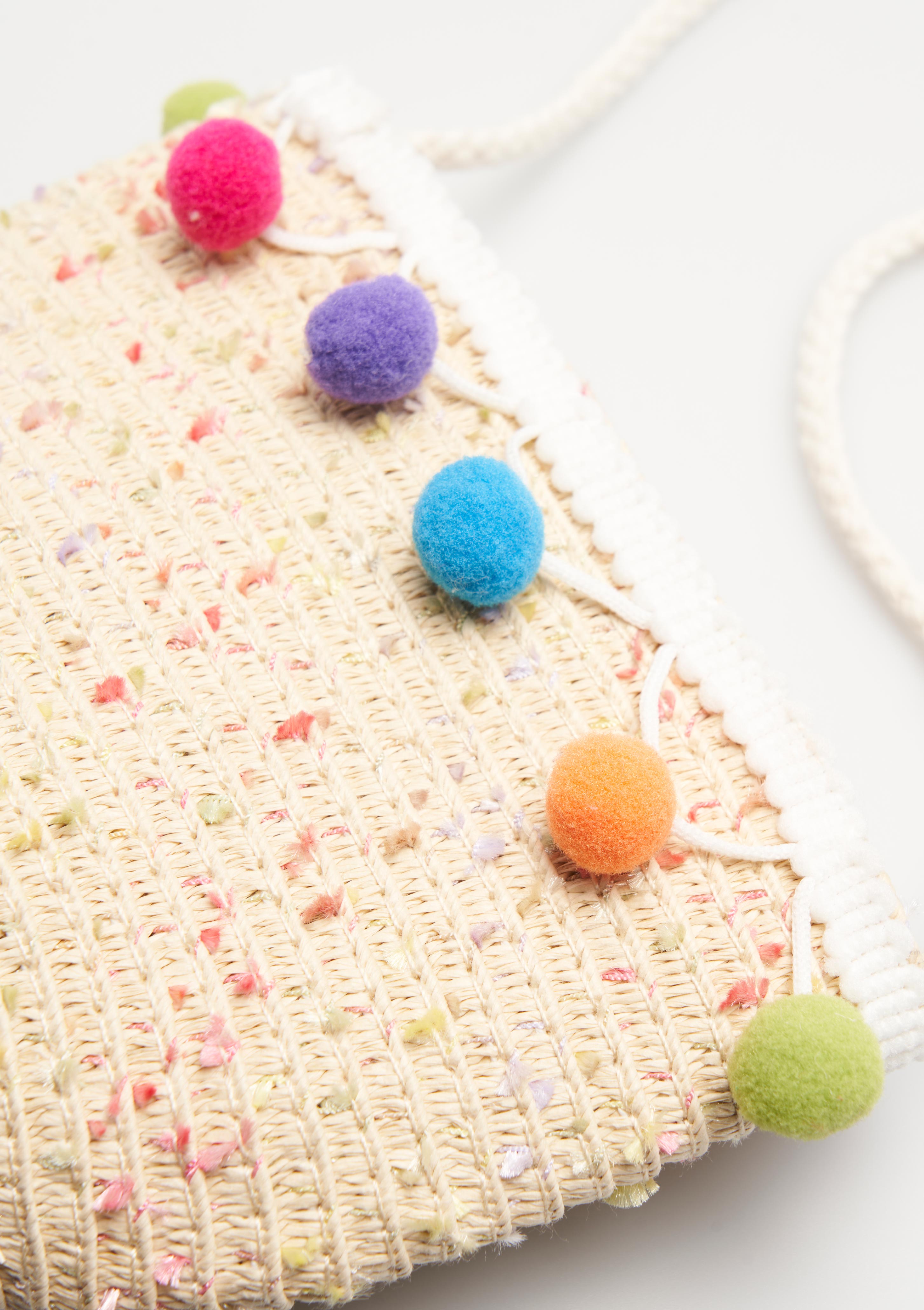 Mala de palha com pompons