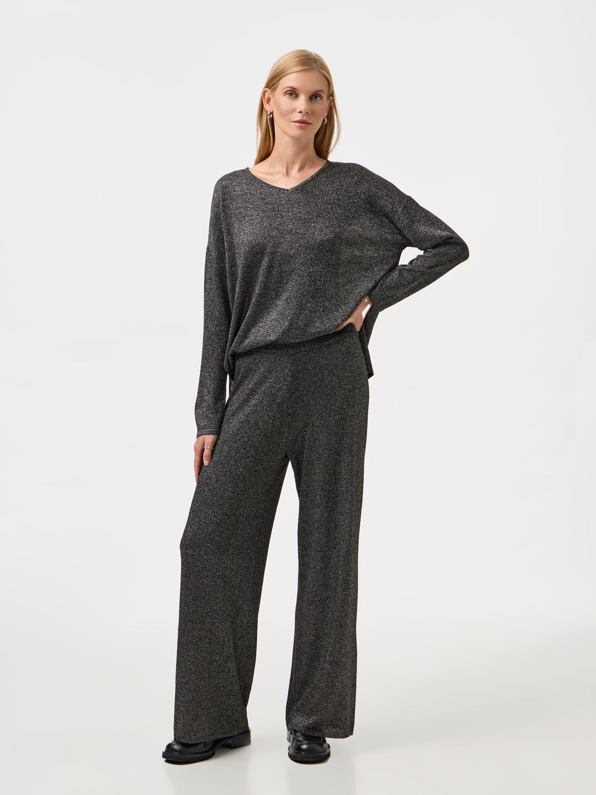 Calça larga em malha