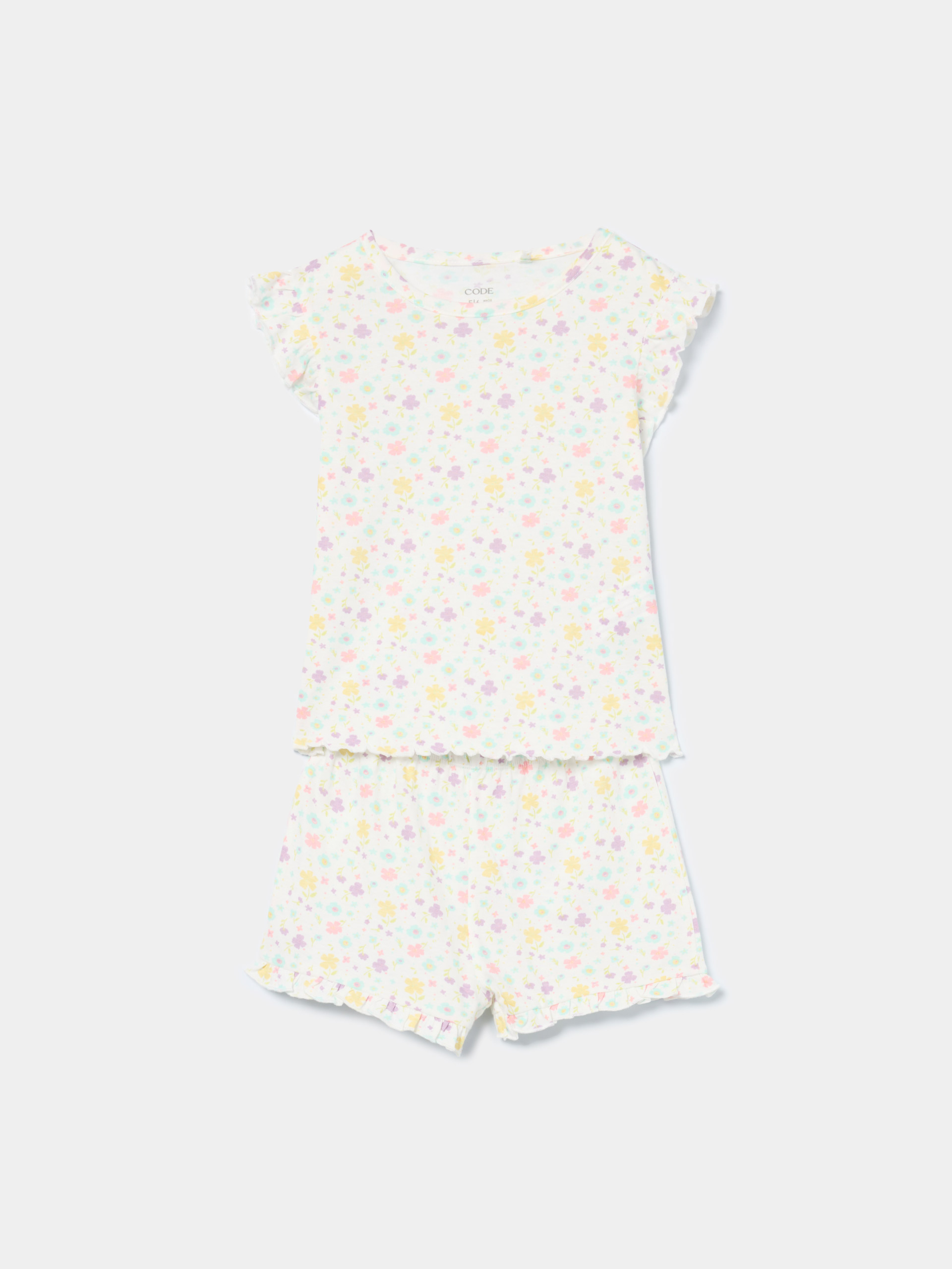 Pijama curto com flores