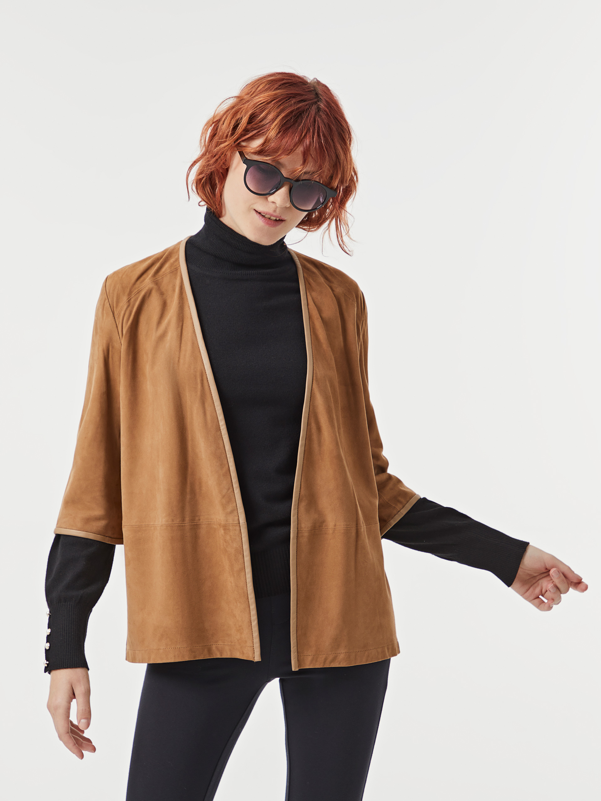 Casaco pele camurça