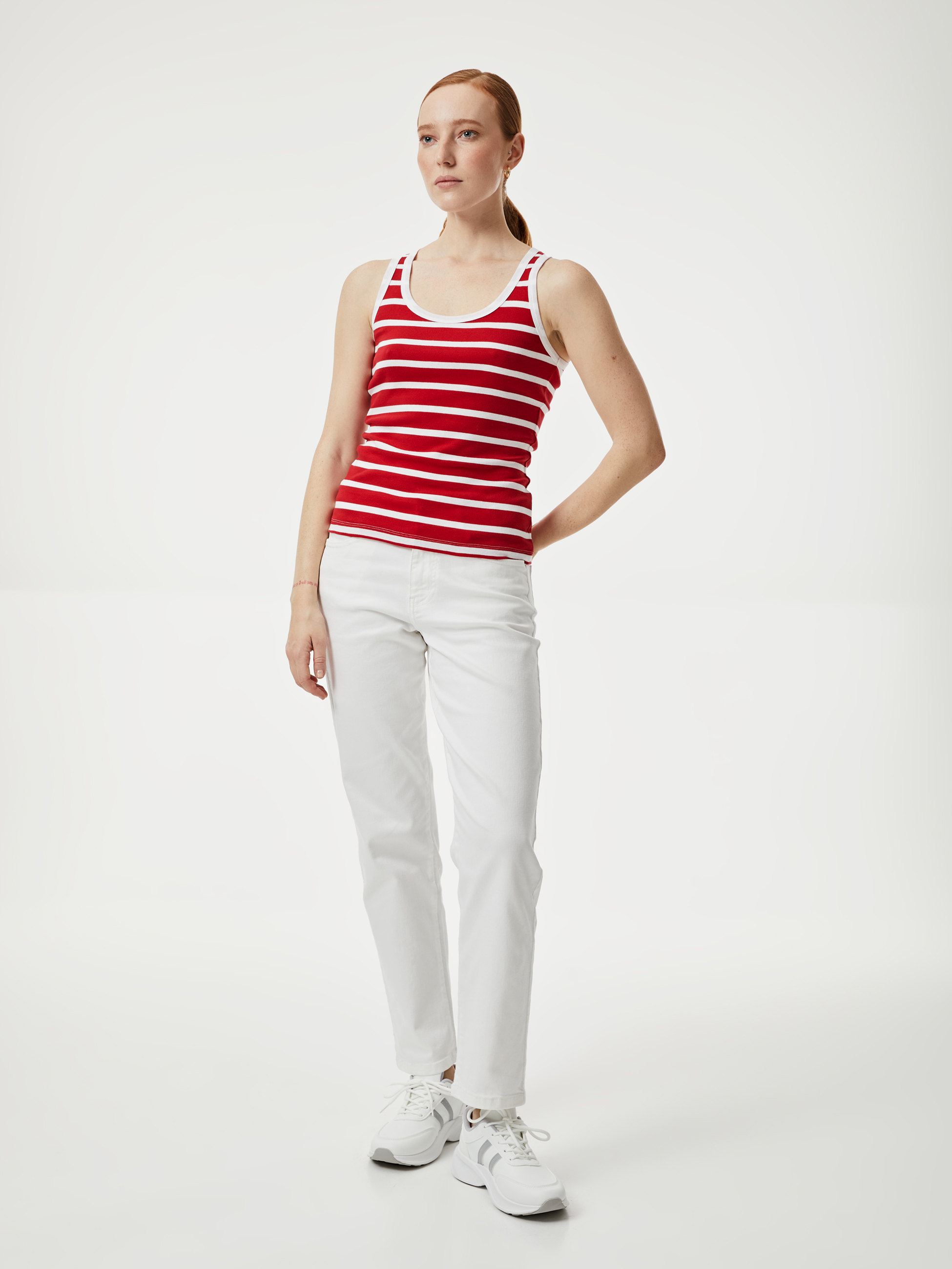 Top riscas em algodão