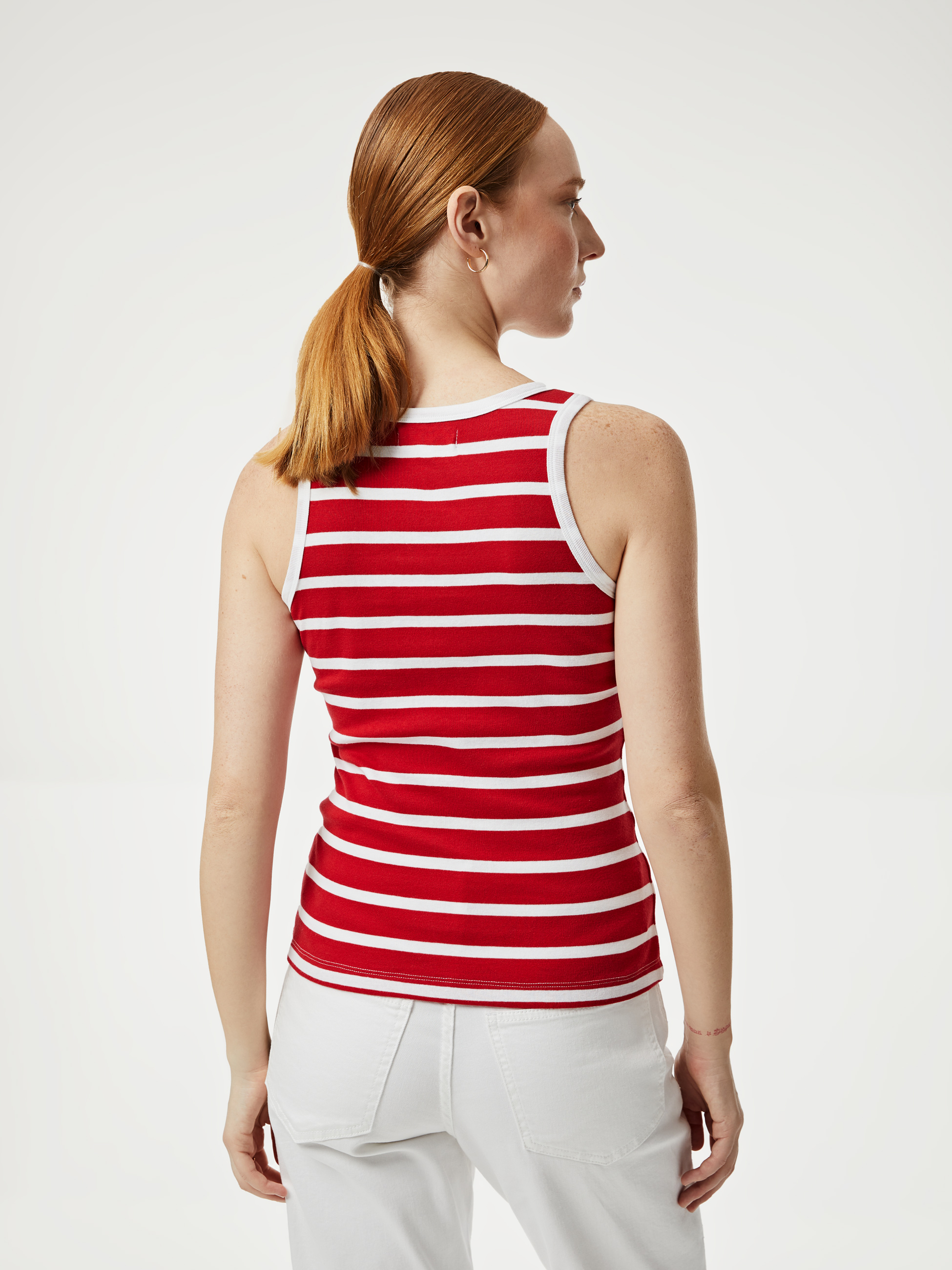 Top riscas em algodão