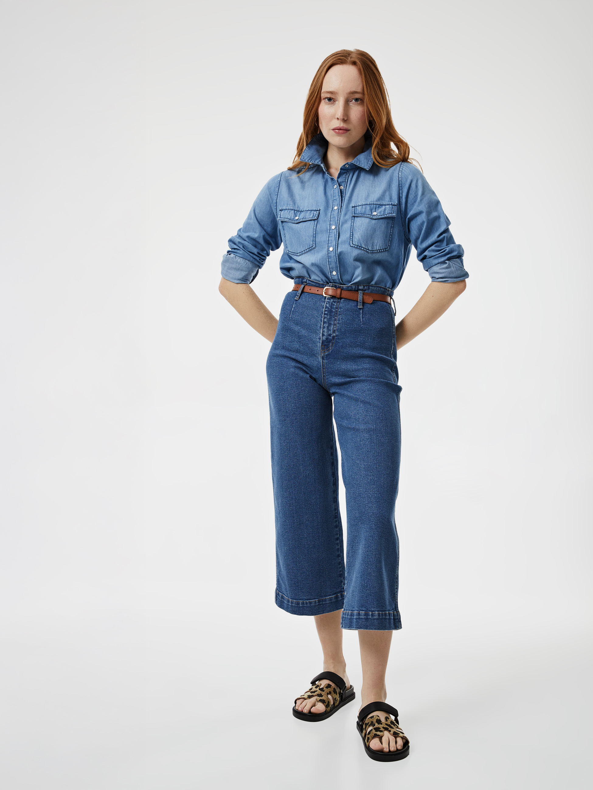 Calças de ganga wide crop