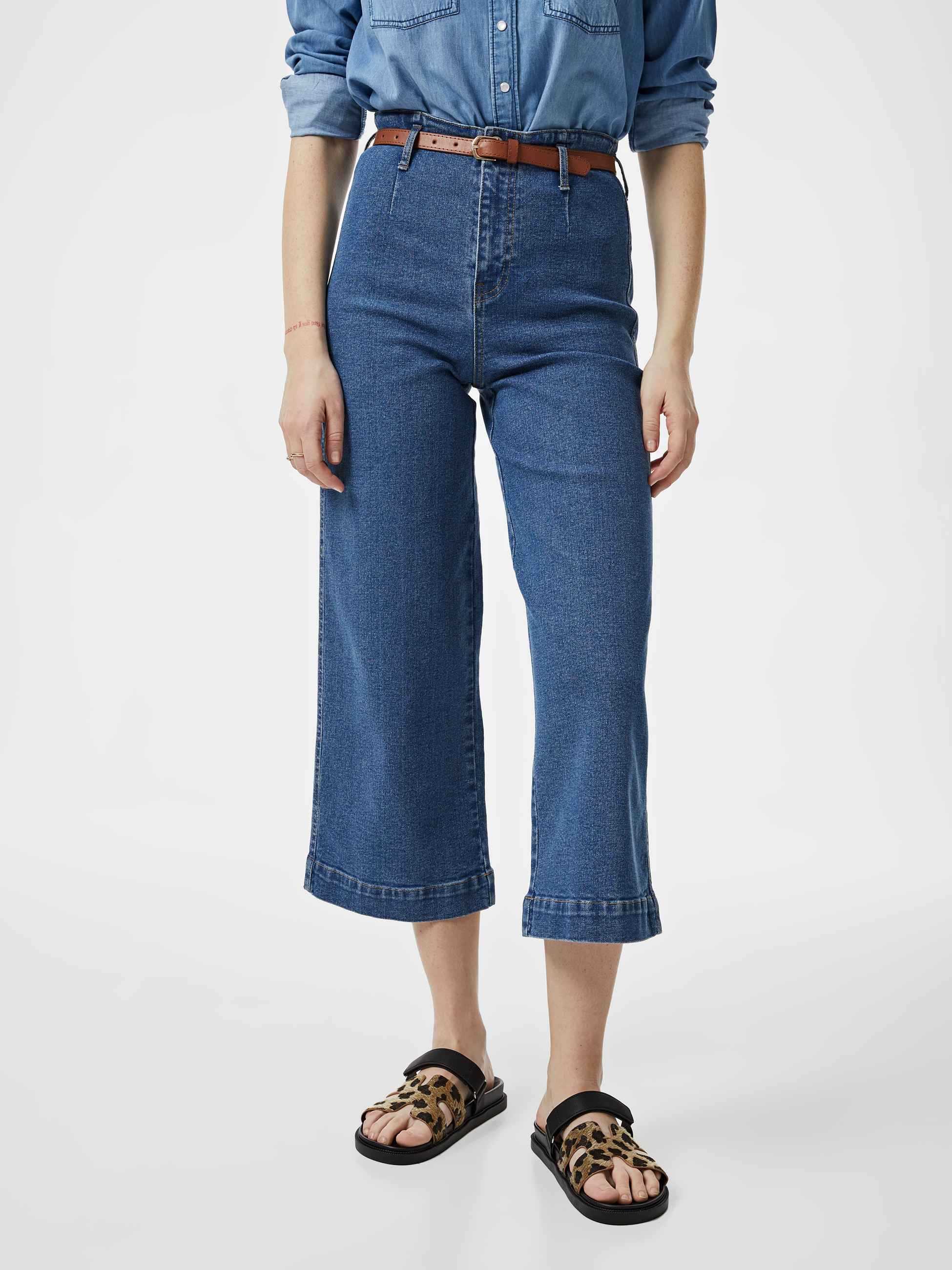 Calças de ganga wide crop