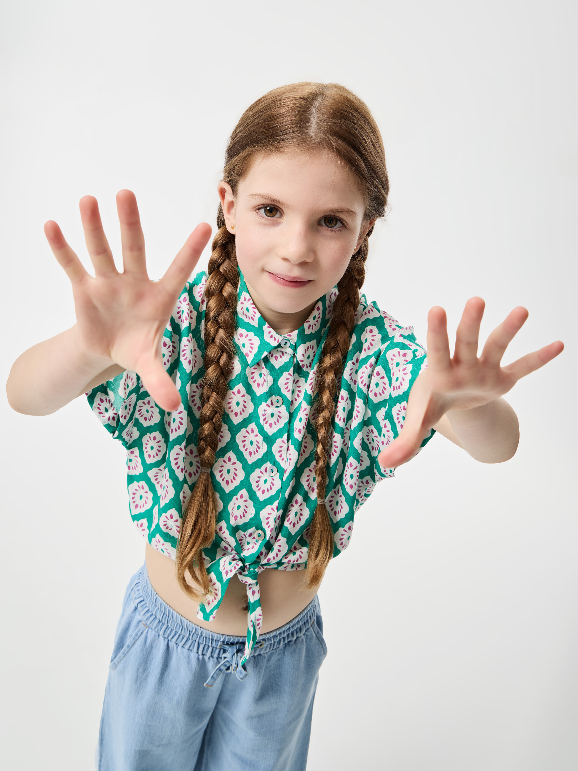 Camisa Estampada com Nó