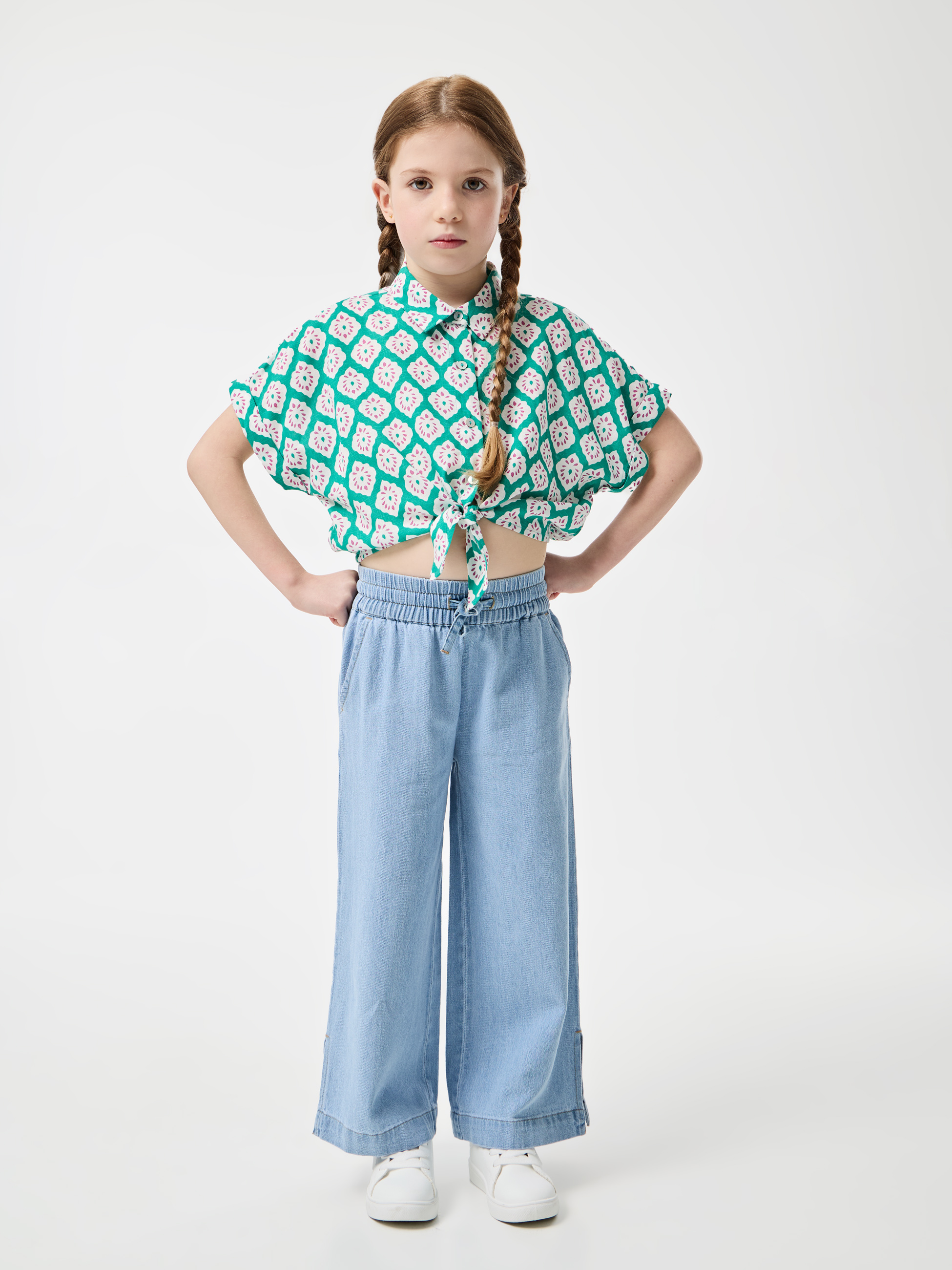 Camisa Estampada com Nó