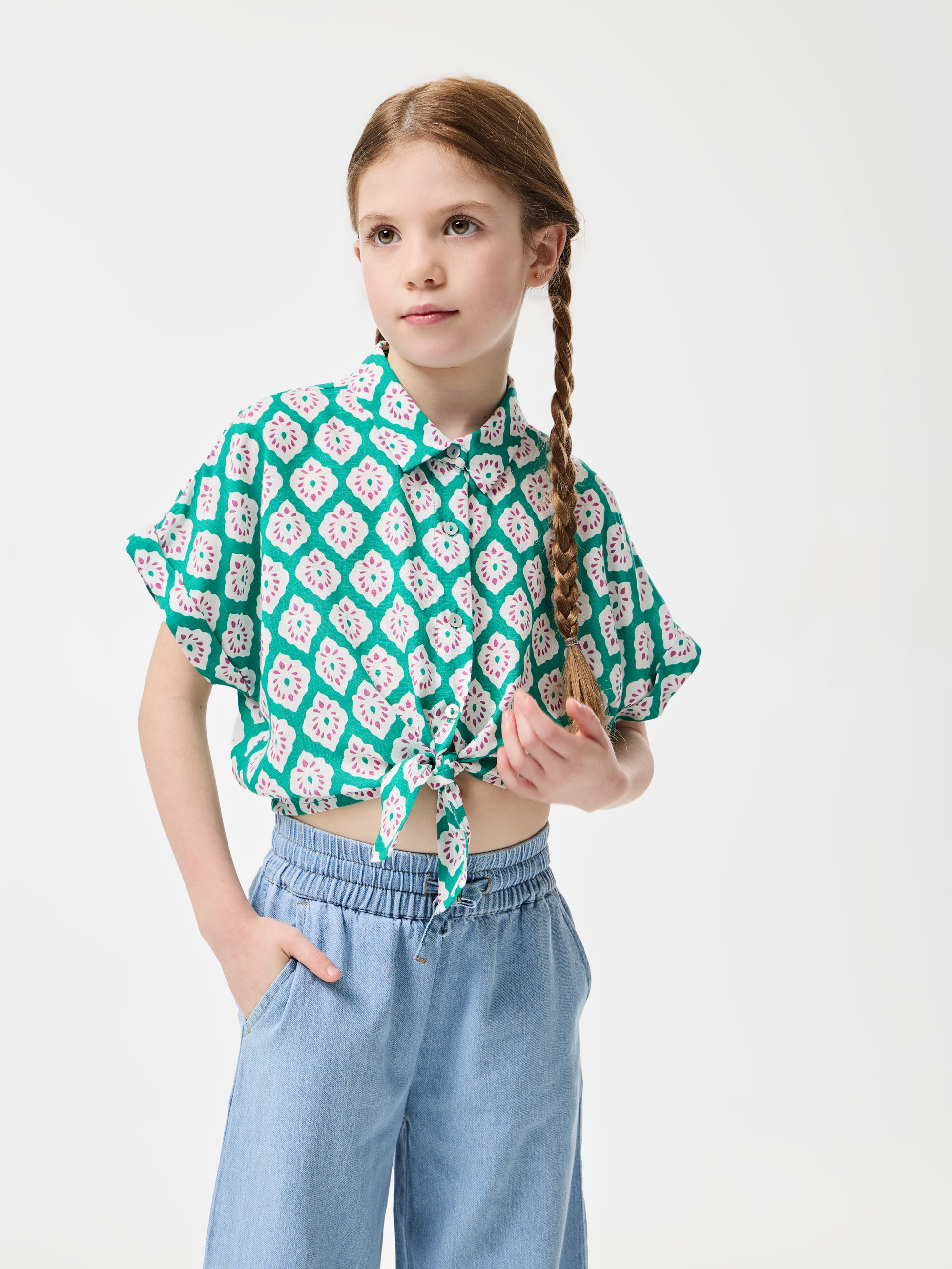 Camisa Estampada com Nó