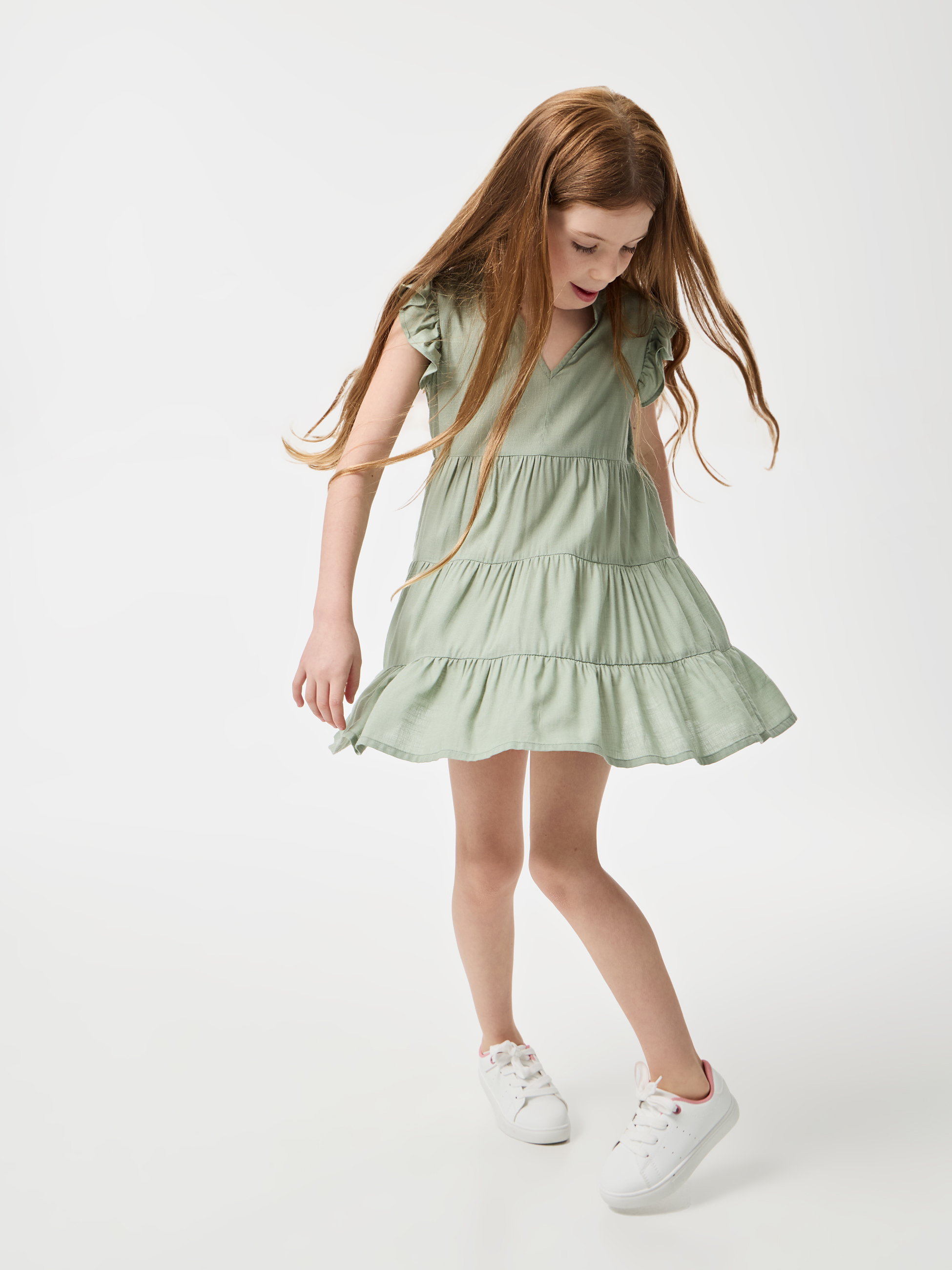 Vestido verde de folhos