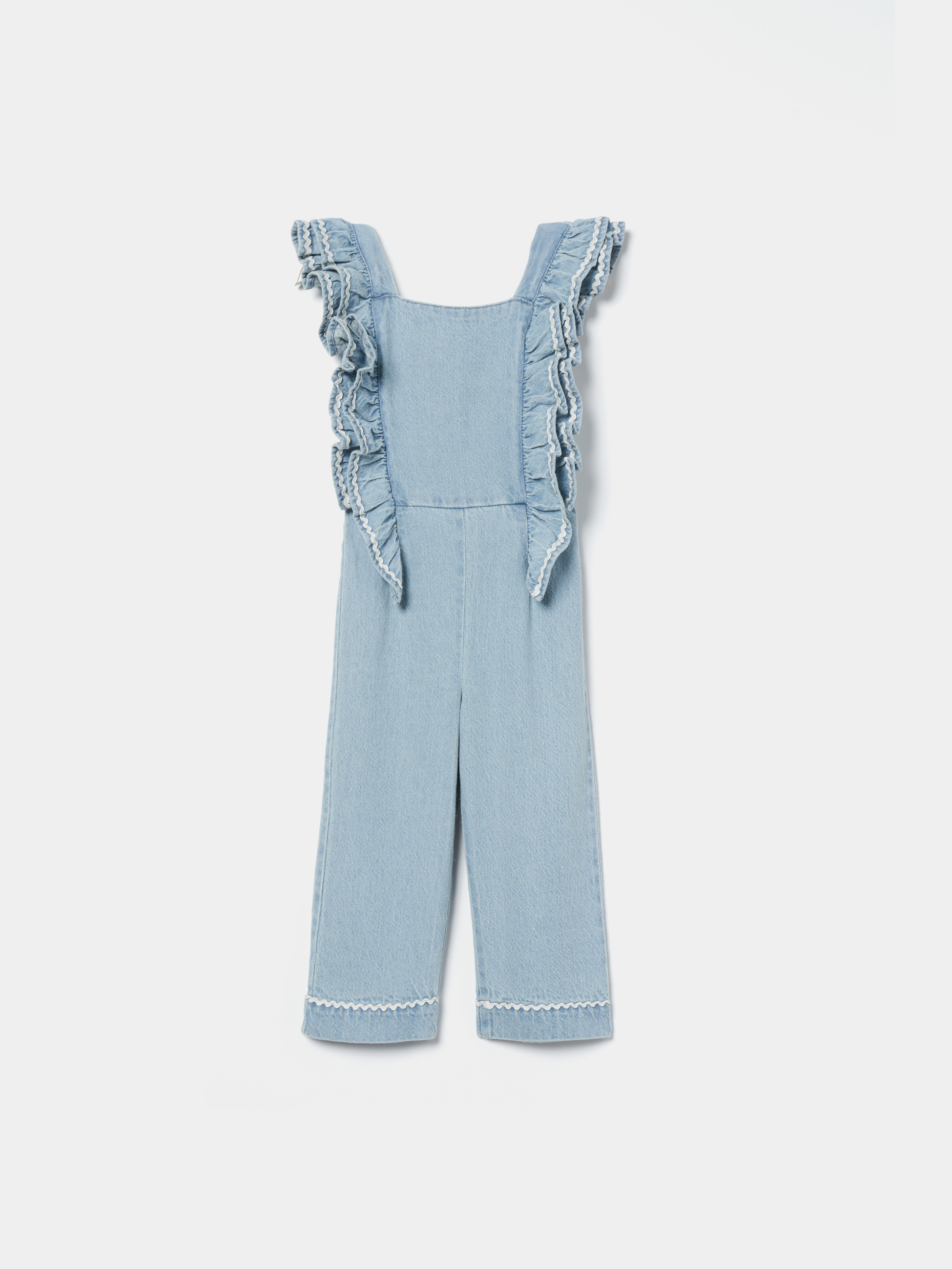 Macacão de ganga com folhos