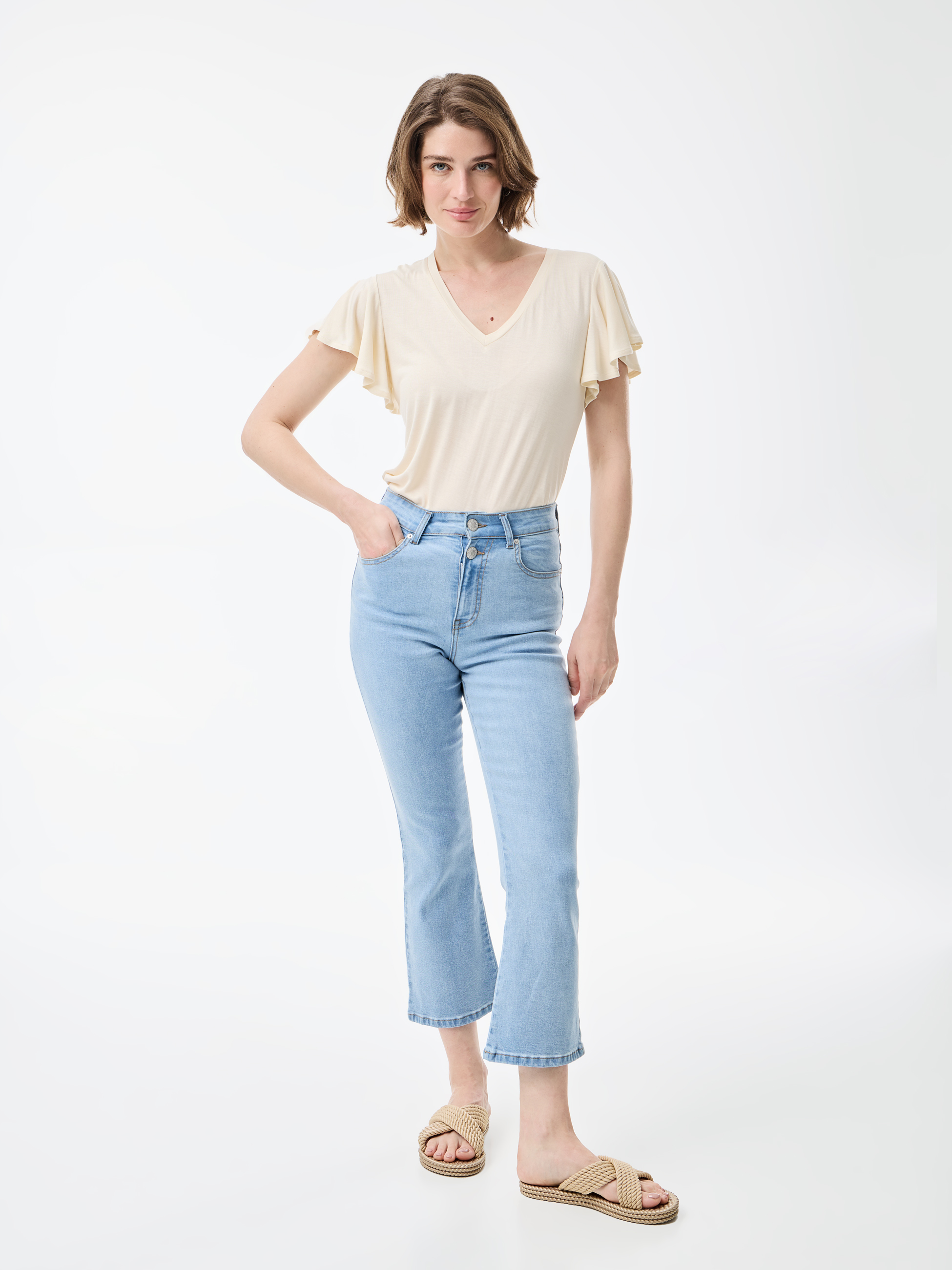 Calças de ganga cropped flare