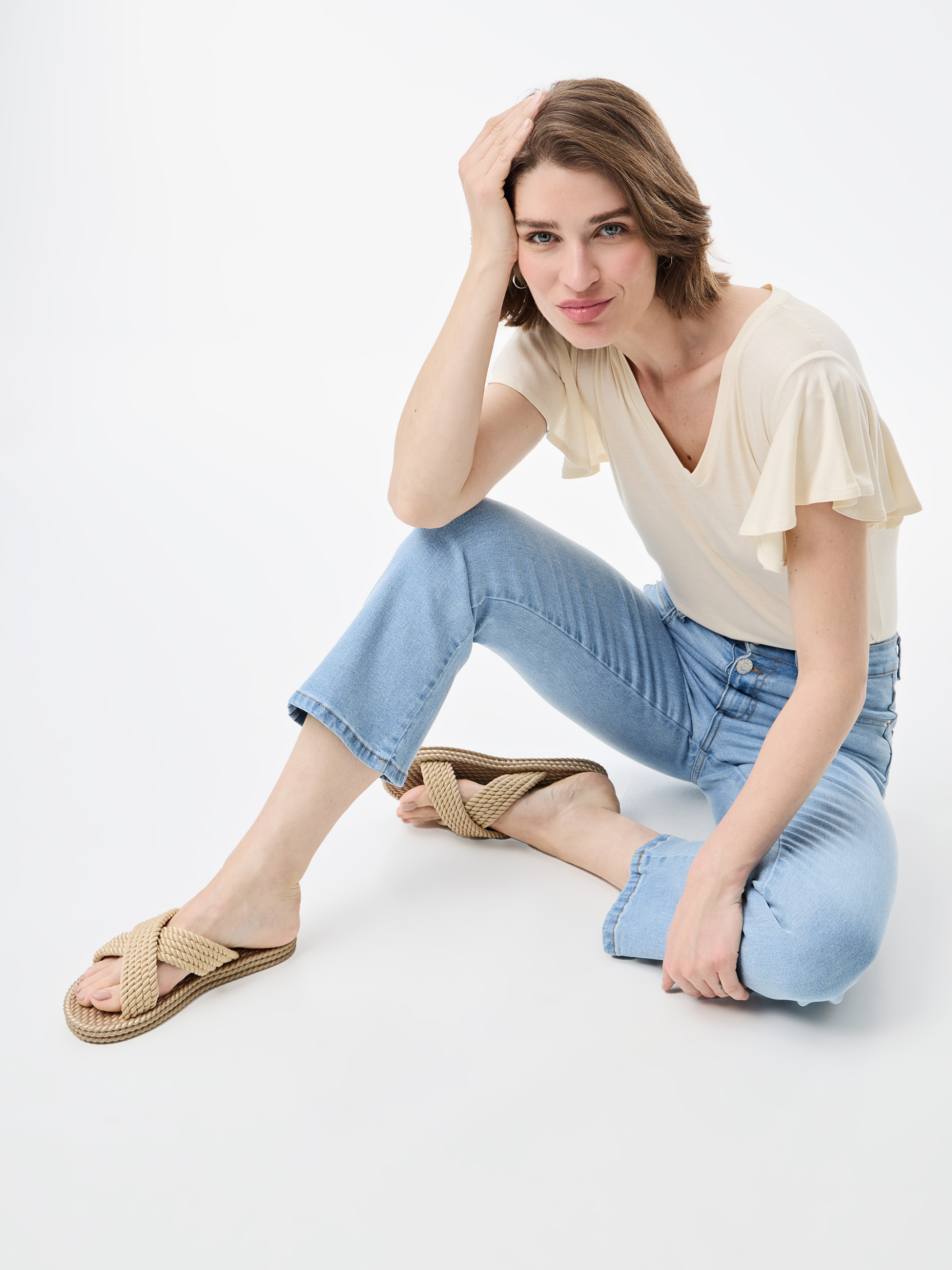 Calças de ganga cropped flare