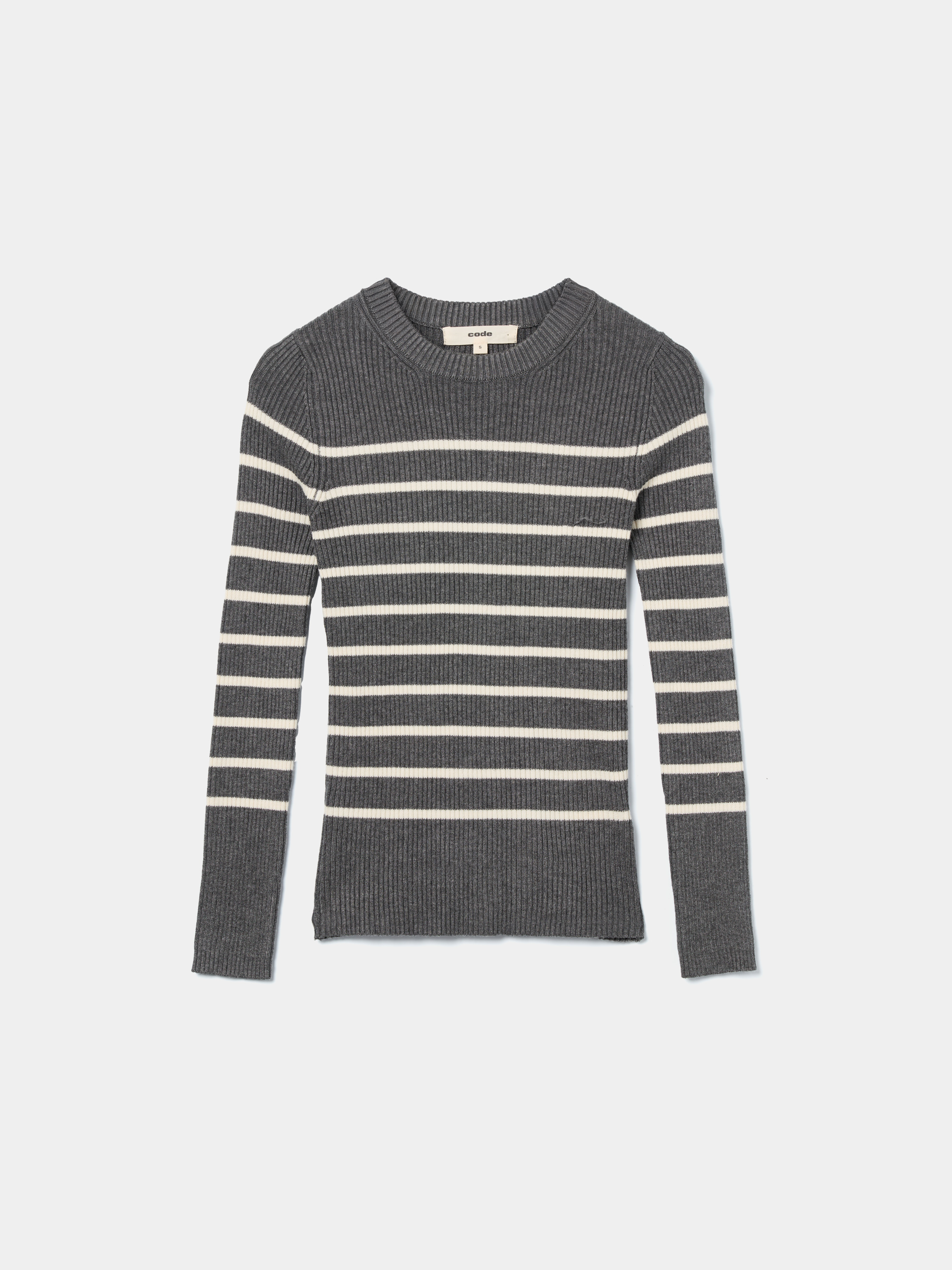 Camisola canelada com riscas