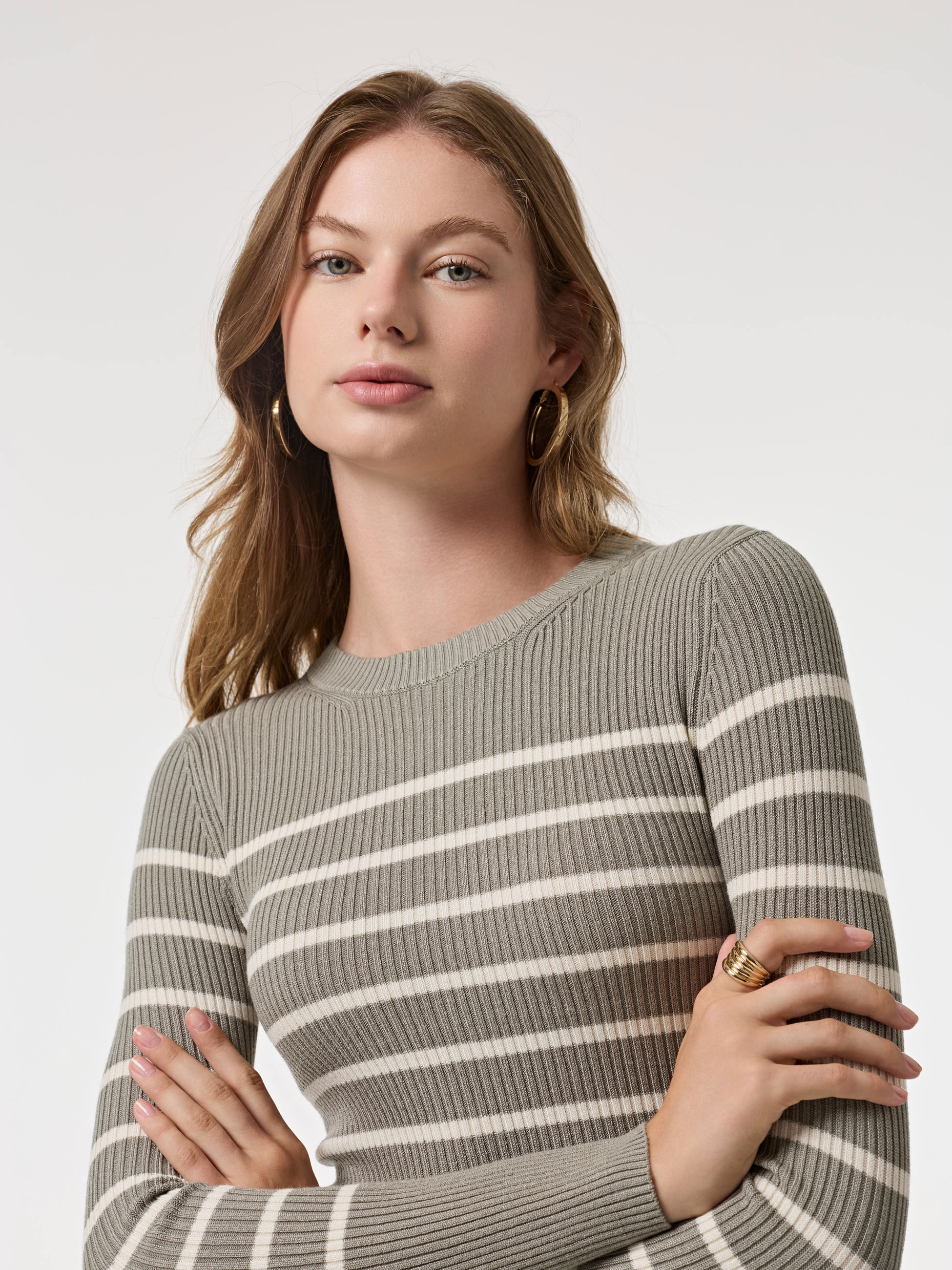 Camisola canelada com riscas