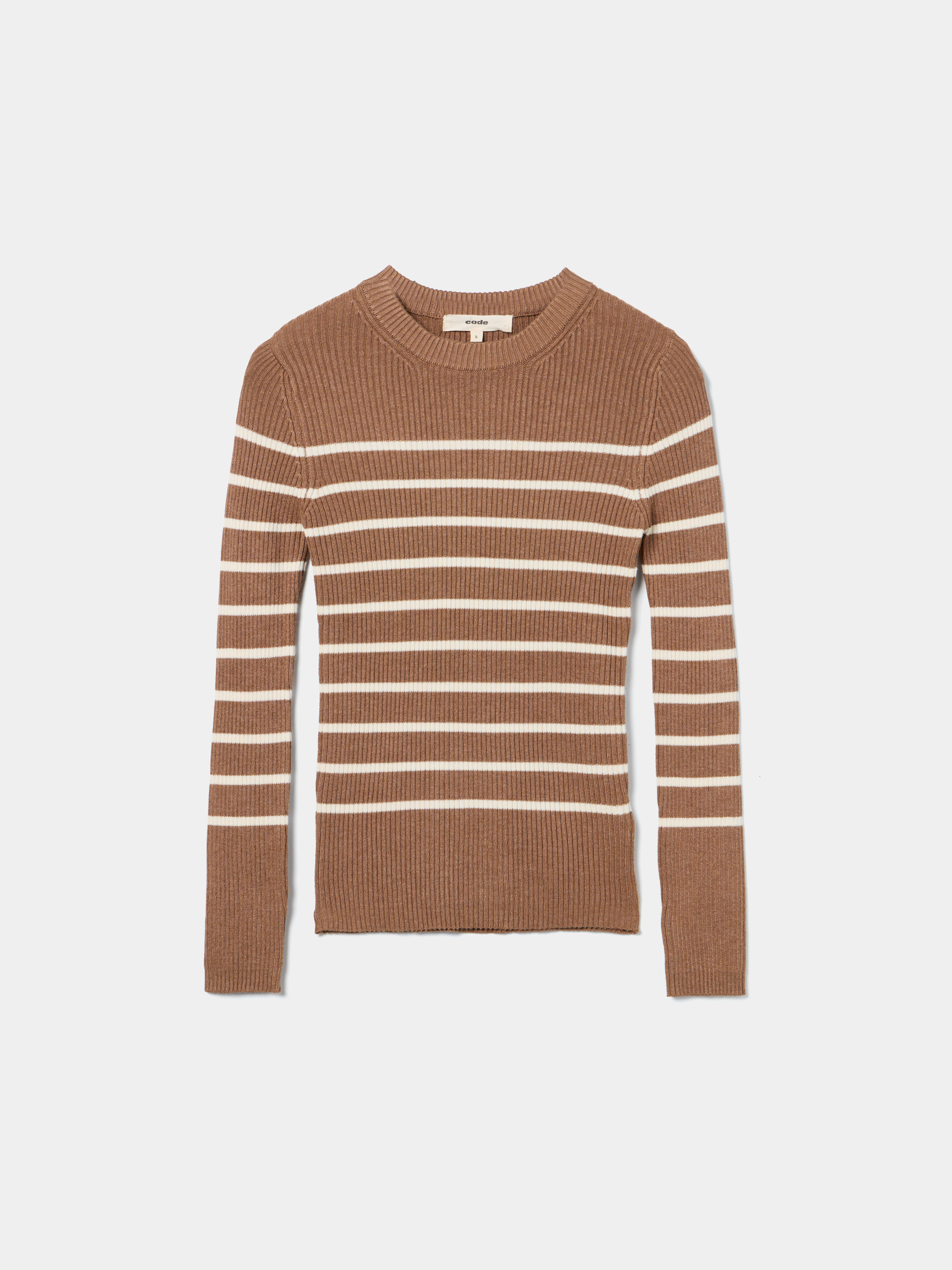 Camisola canelada com riscas