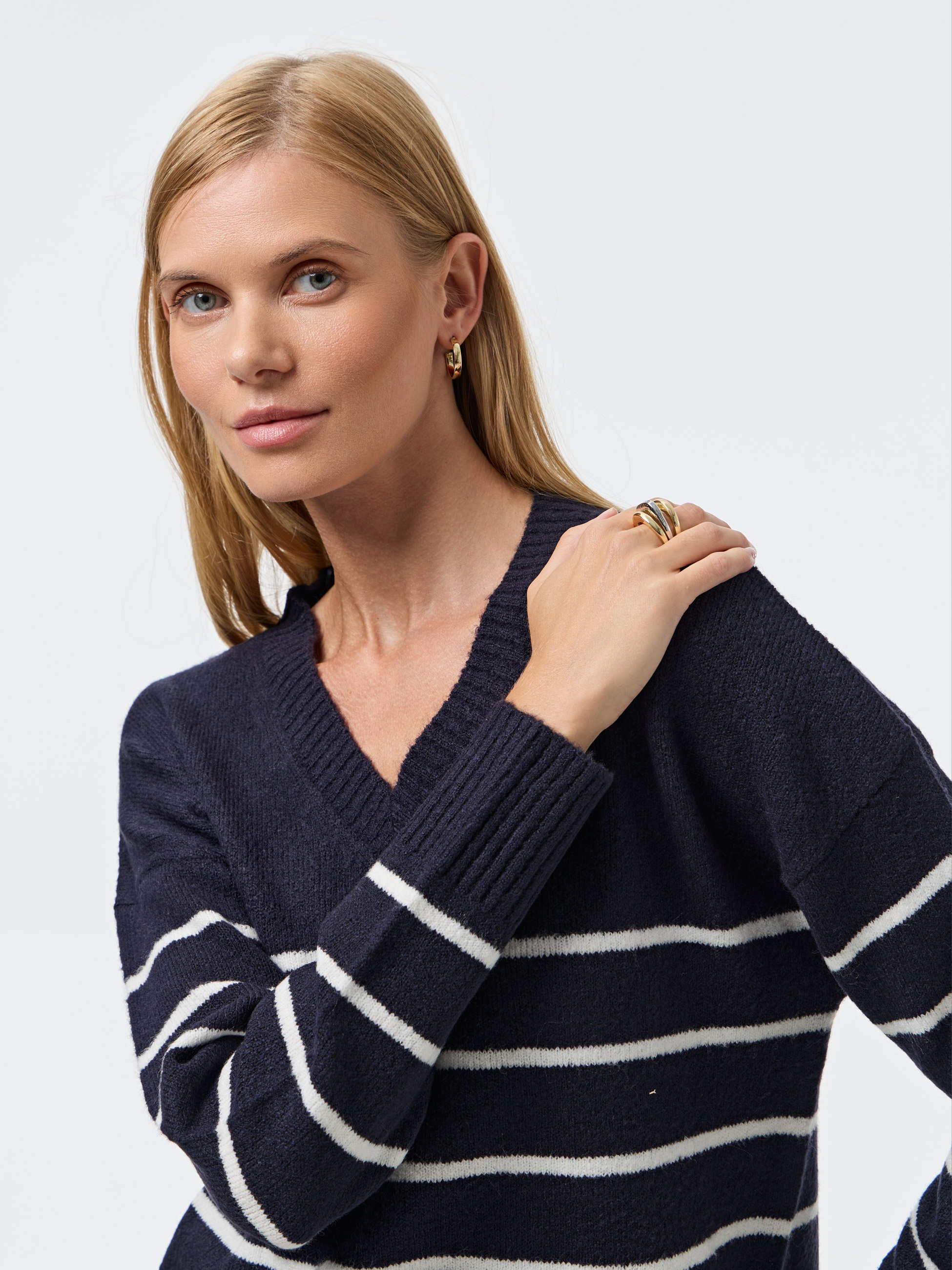 Camisola de malha às riscas