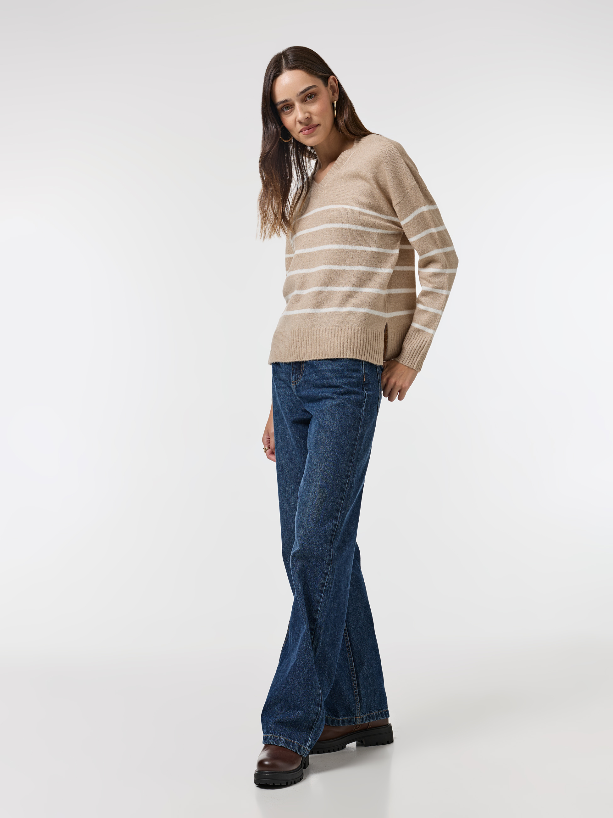 Camisola de malha às riscas