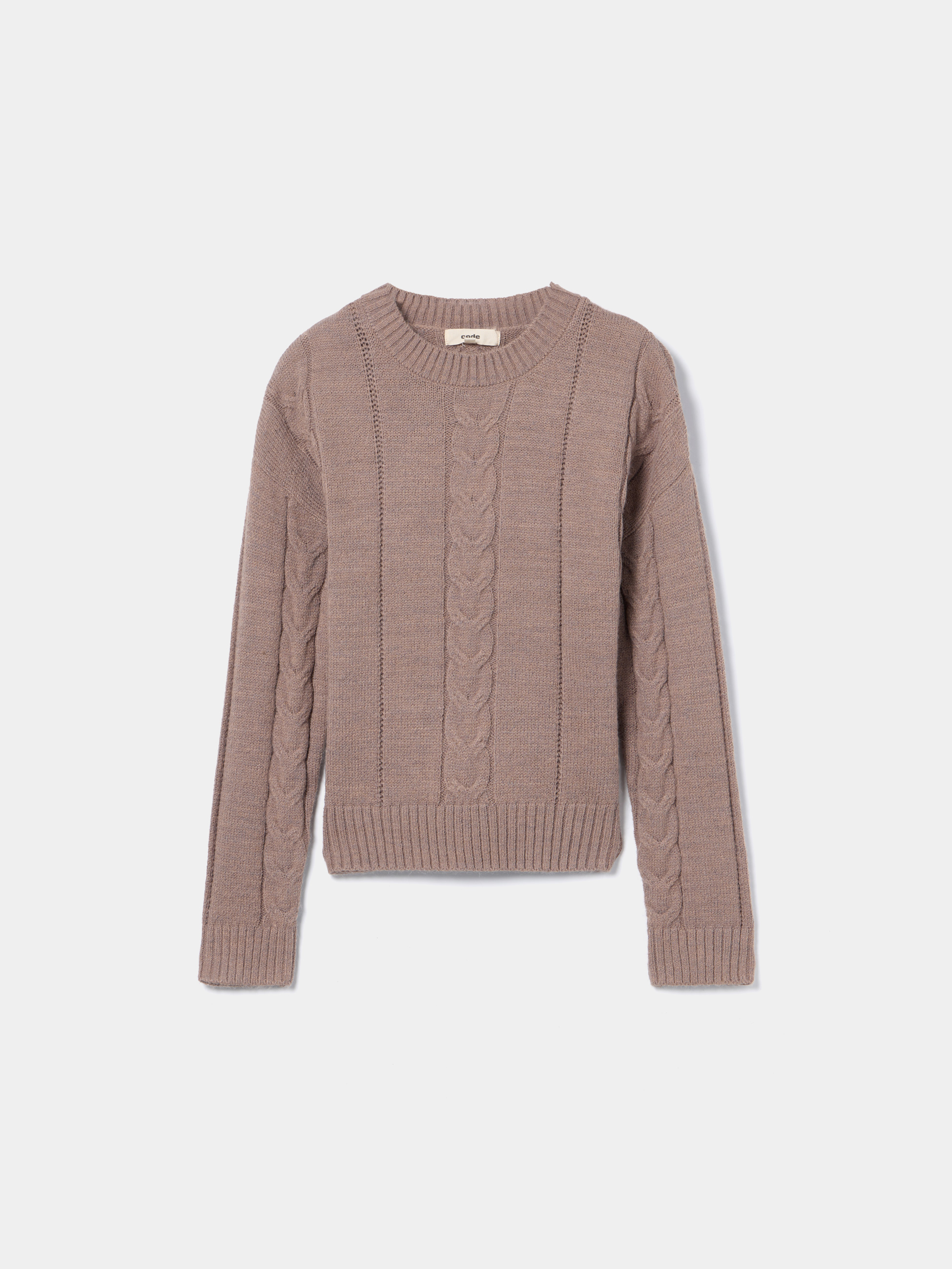 Camisola de malha entrançada