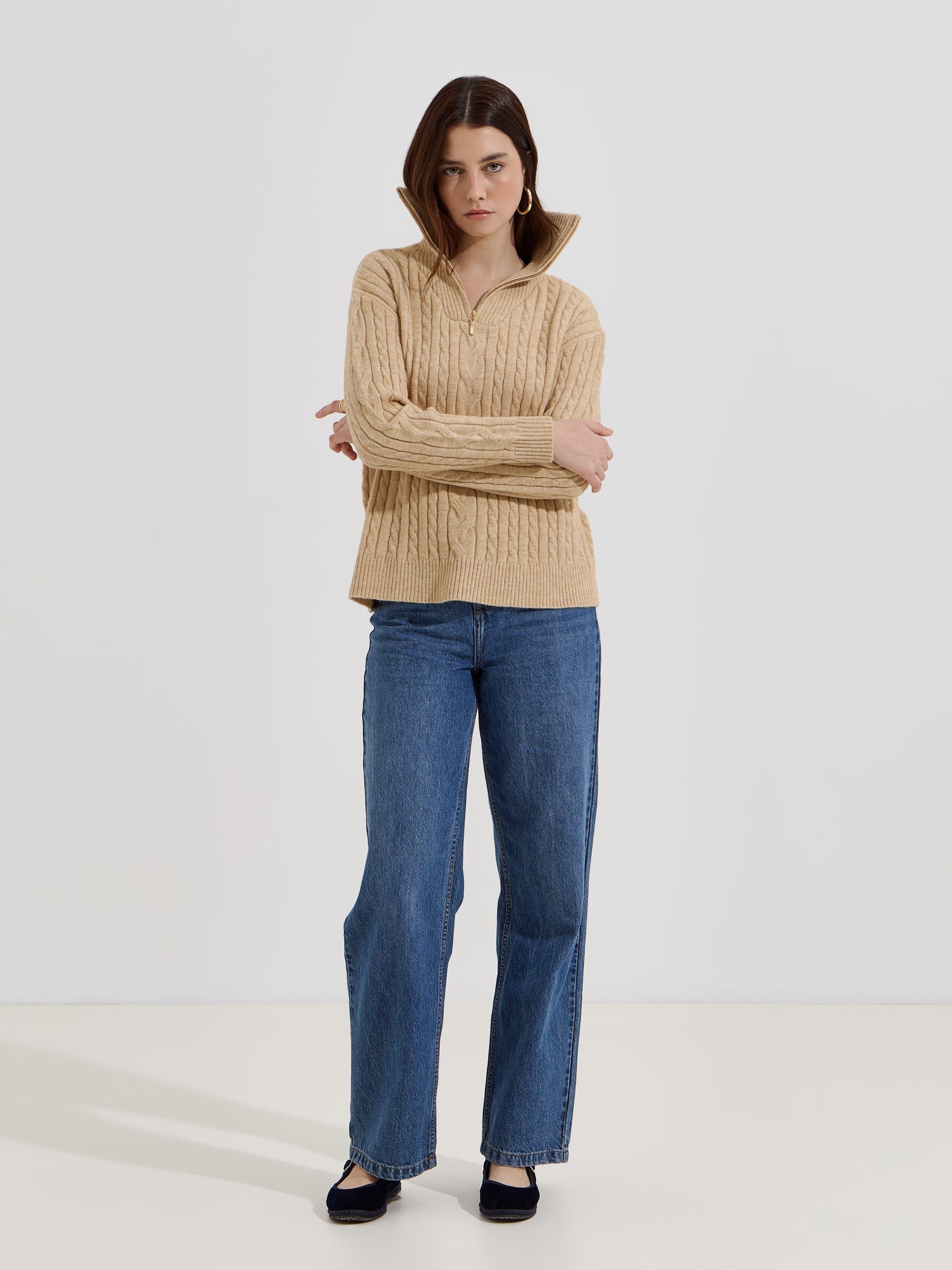 Camisola de malha com gola