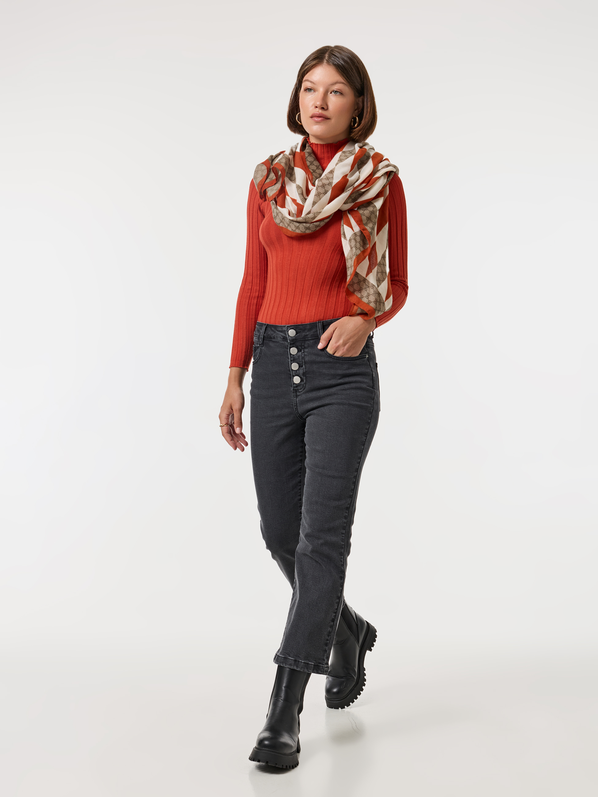 Calças de ganga flare cropped