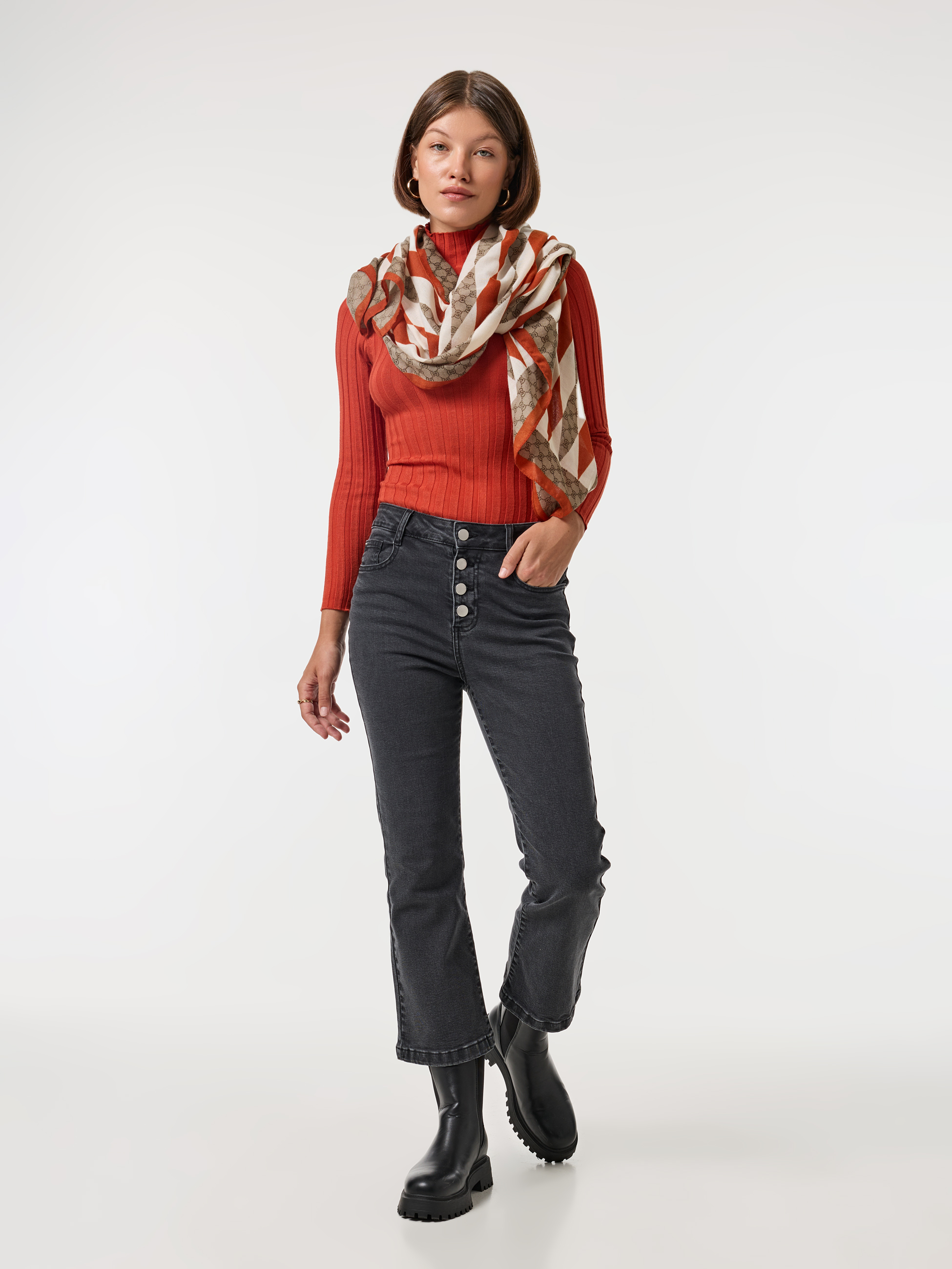 Calças de ganga flare cropped