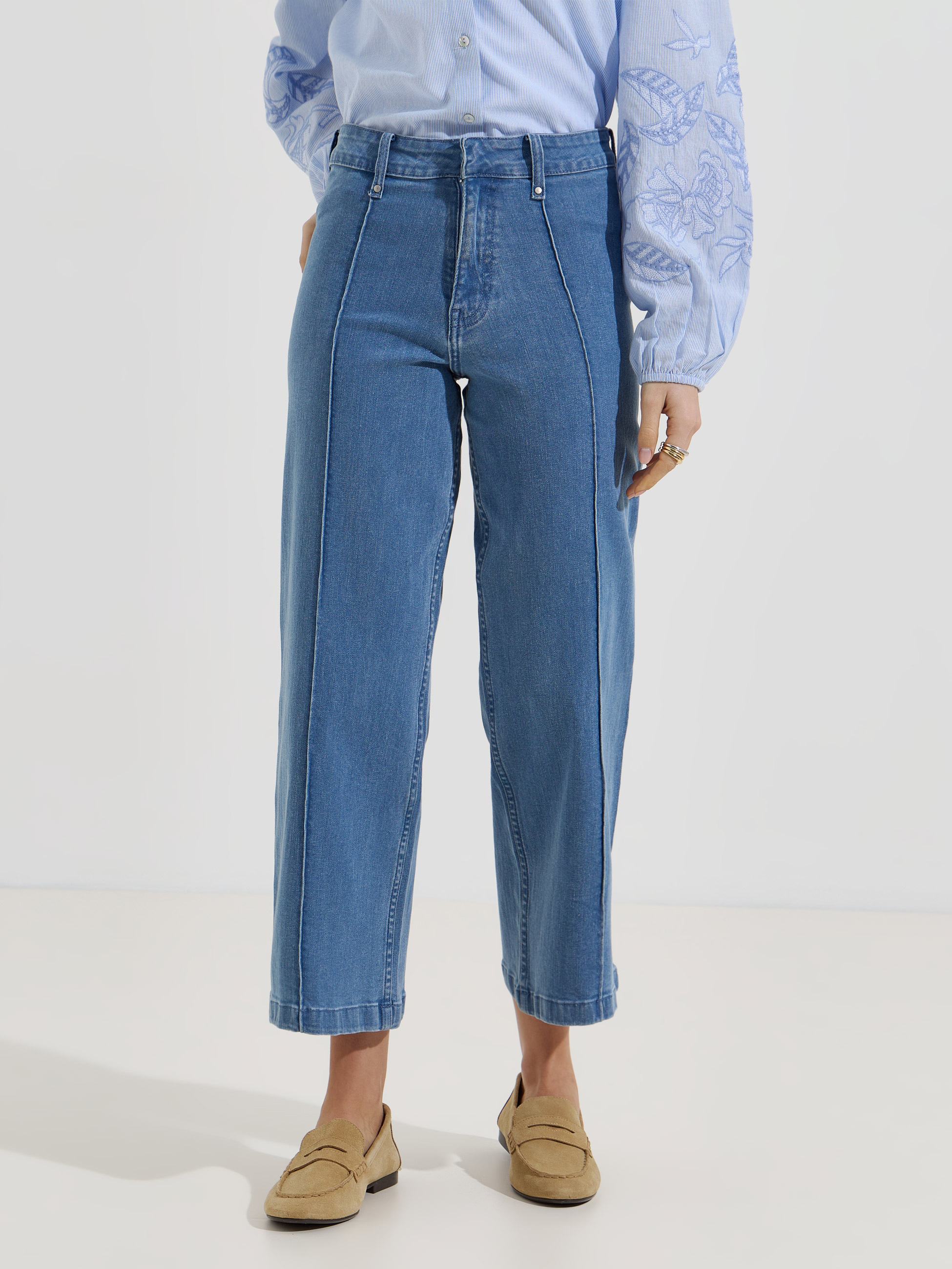 Calças de ganga marine pin tuck