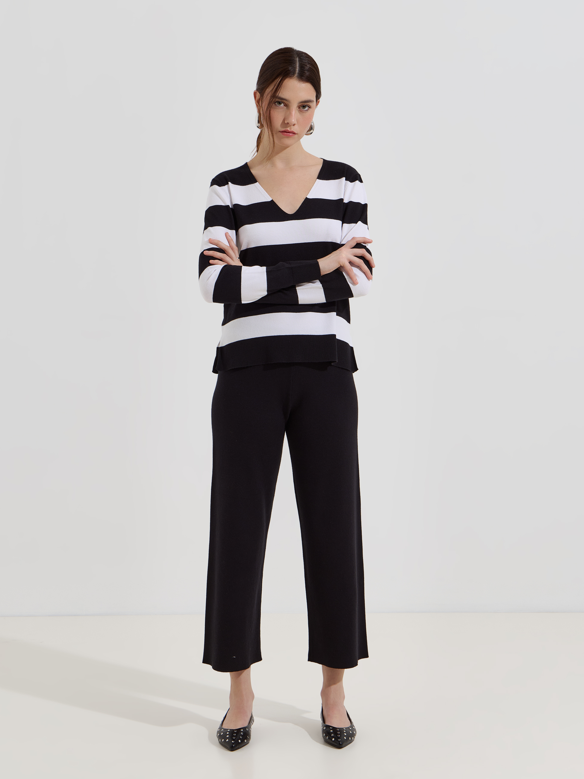 Camisola de malha às riscas