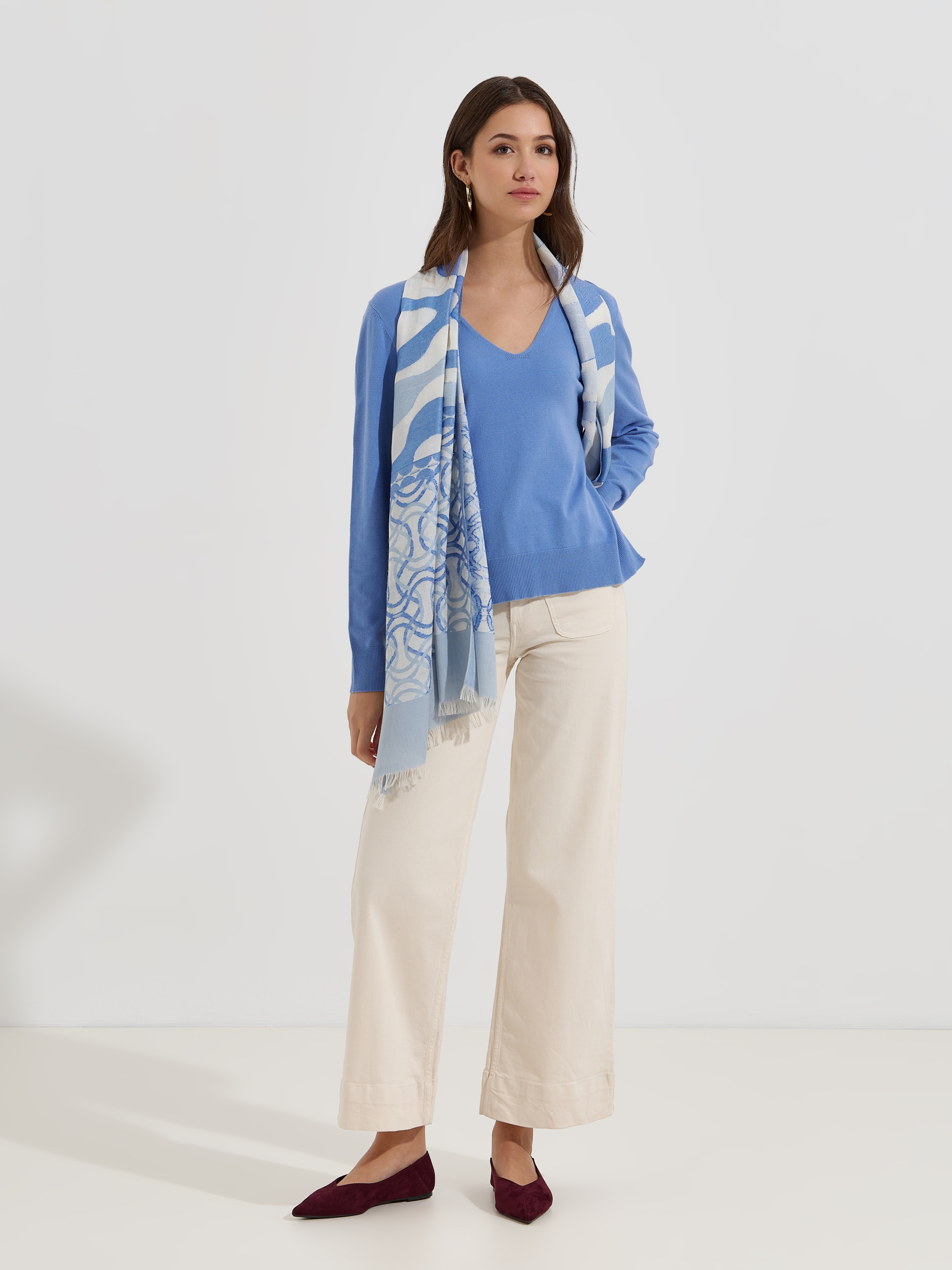 Camisola de malha com decote em V