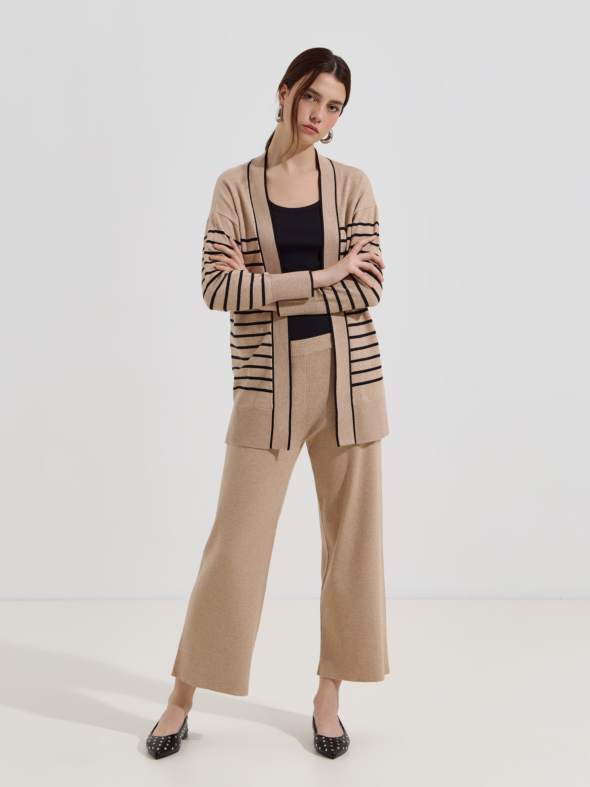 Casaco de malha às riscas