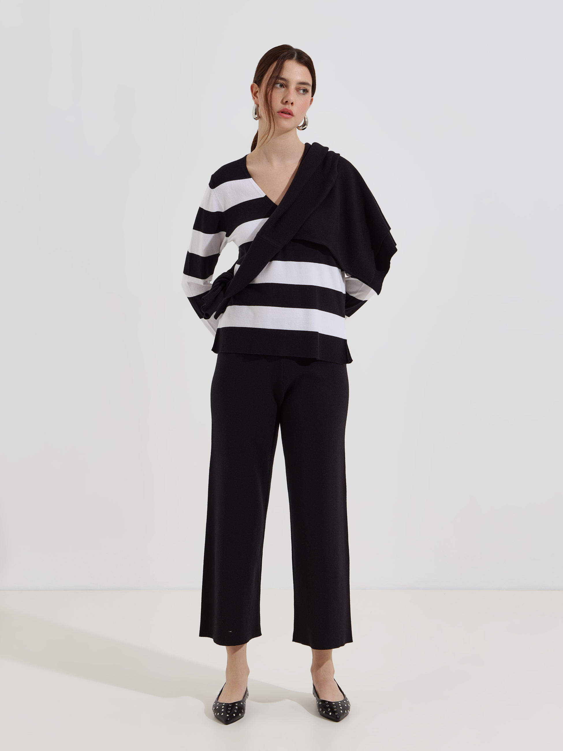 Calças de malha cullote