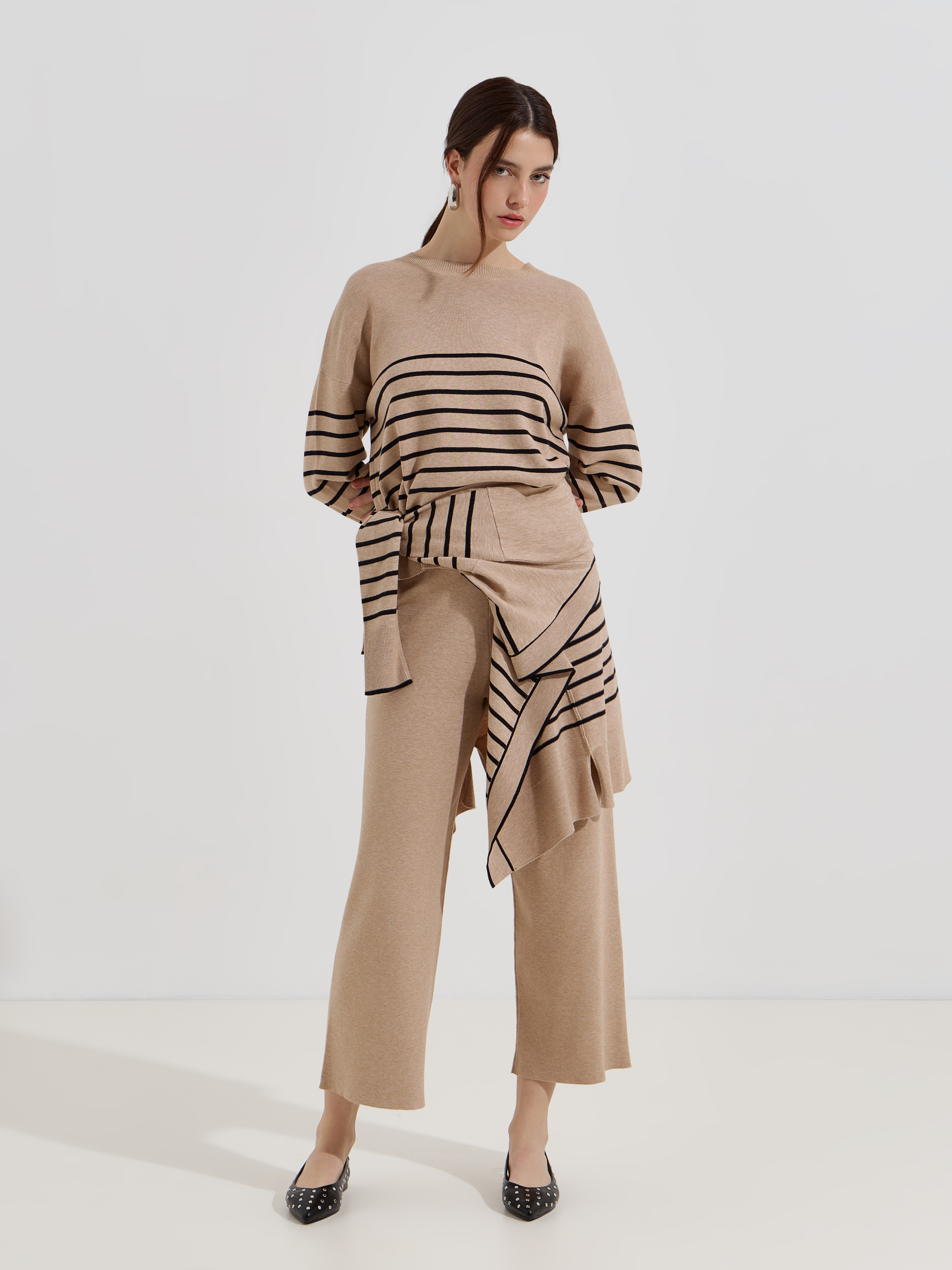 Calças de malha cullote