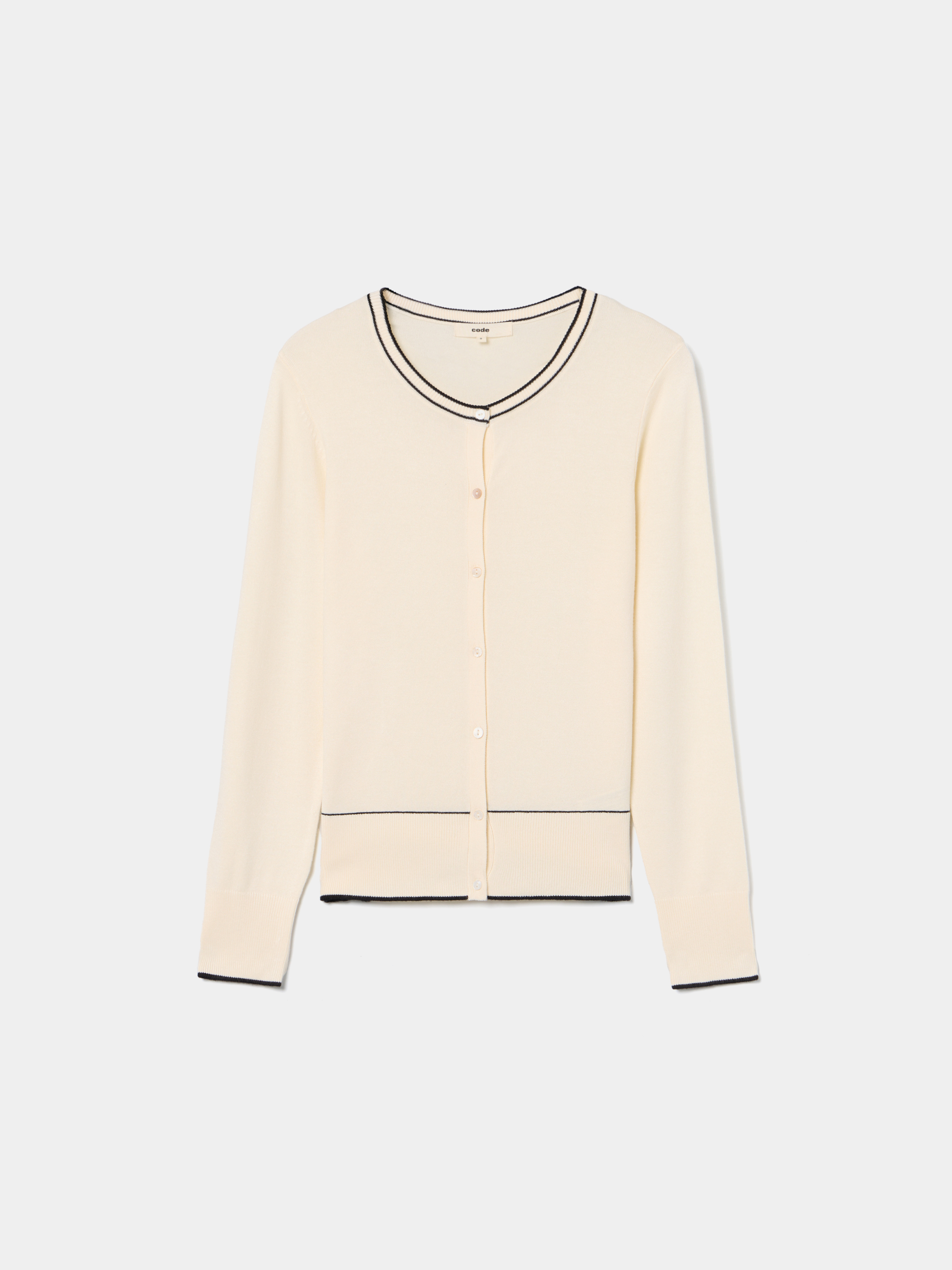 Casaco de malha com detalhes em contraste