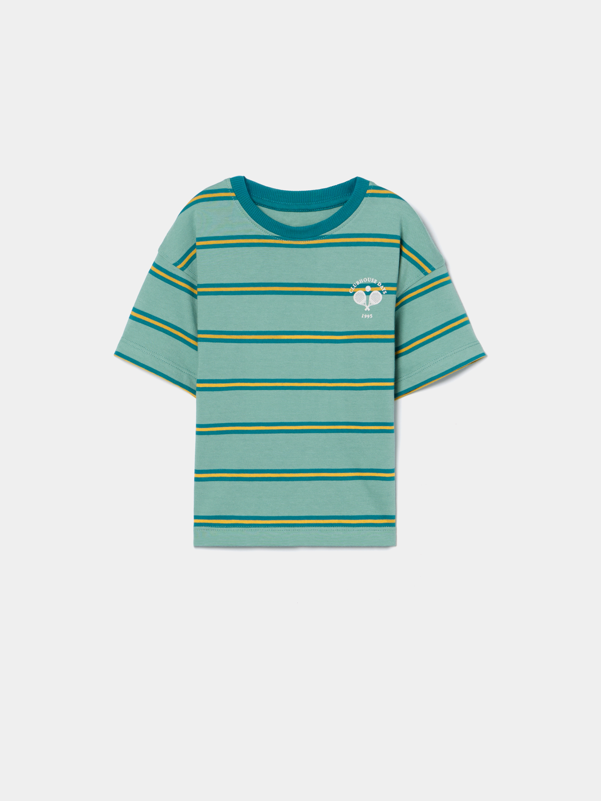 T-shirt às riscas com estampado