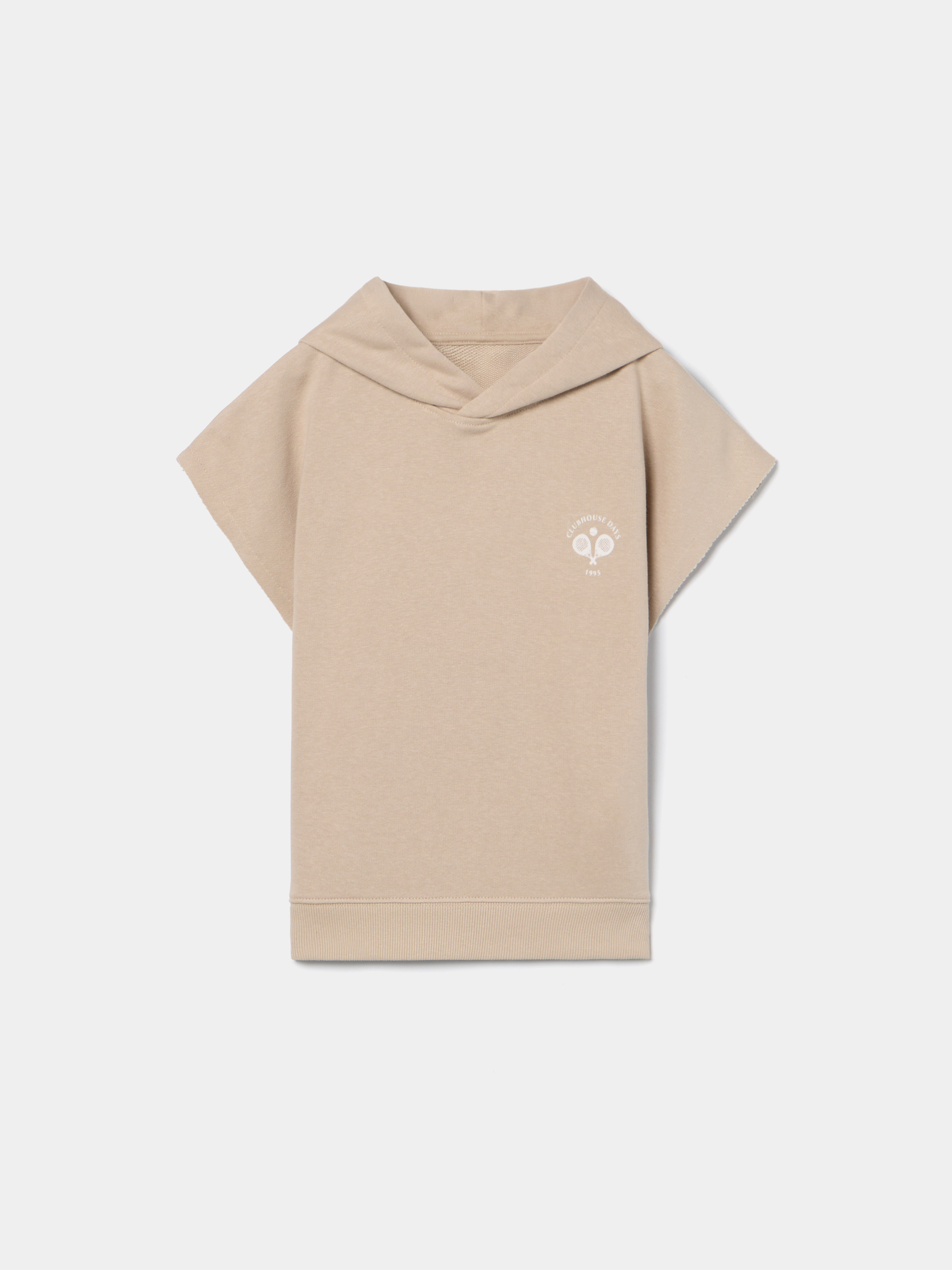 Camisola com capuz e manga curta