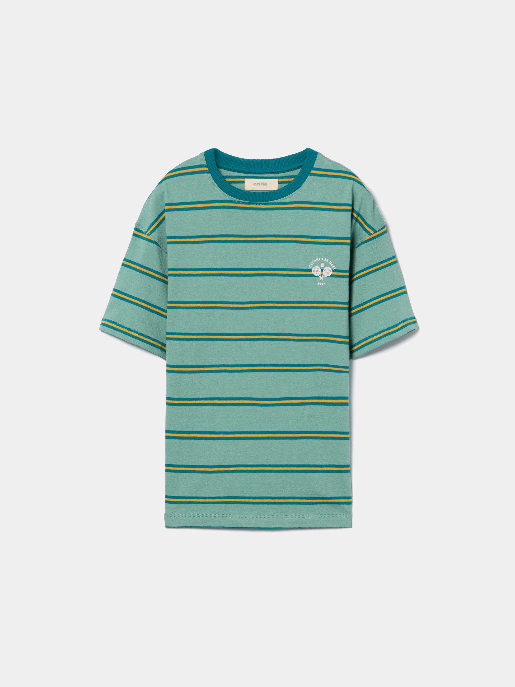 T-shirt às riscas com estampado