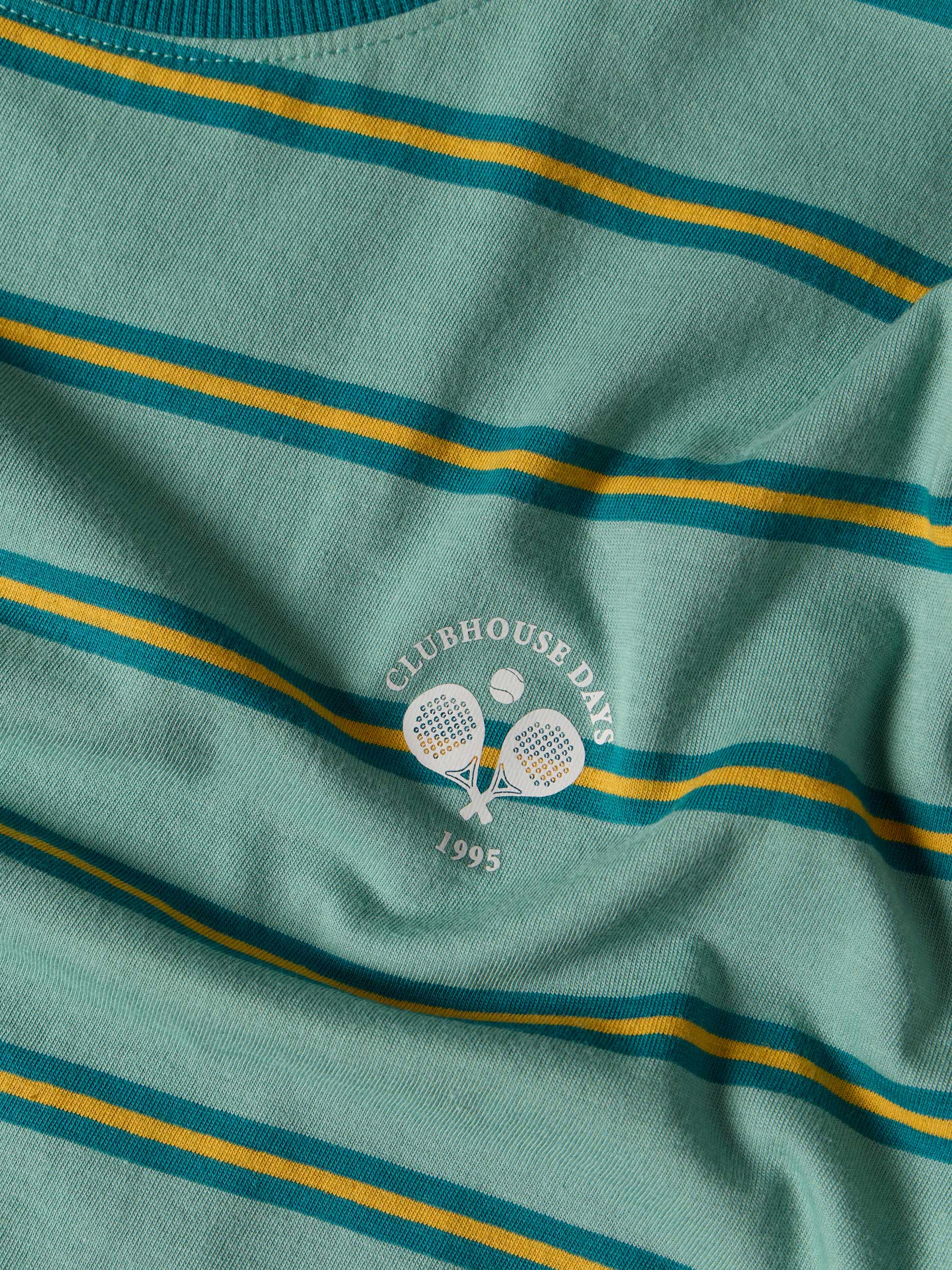 T-shirt às riscas com estampado
