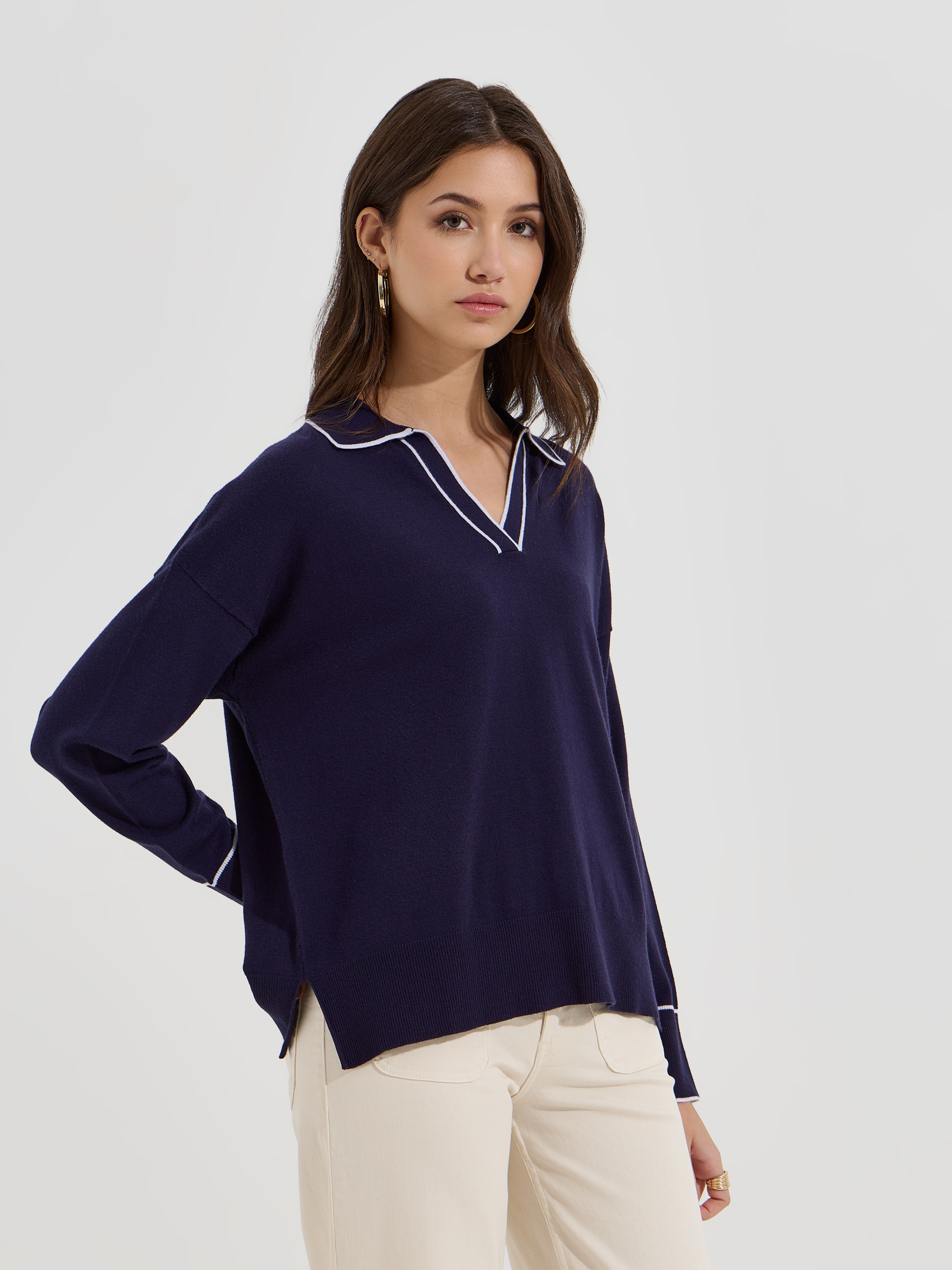 Camisola com decote de polo