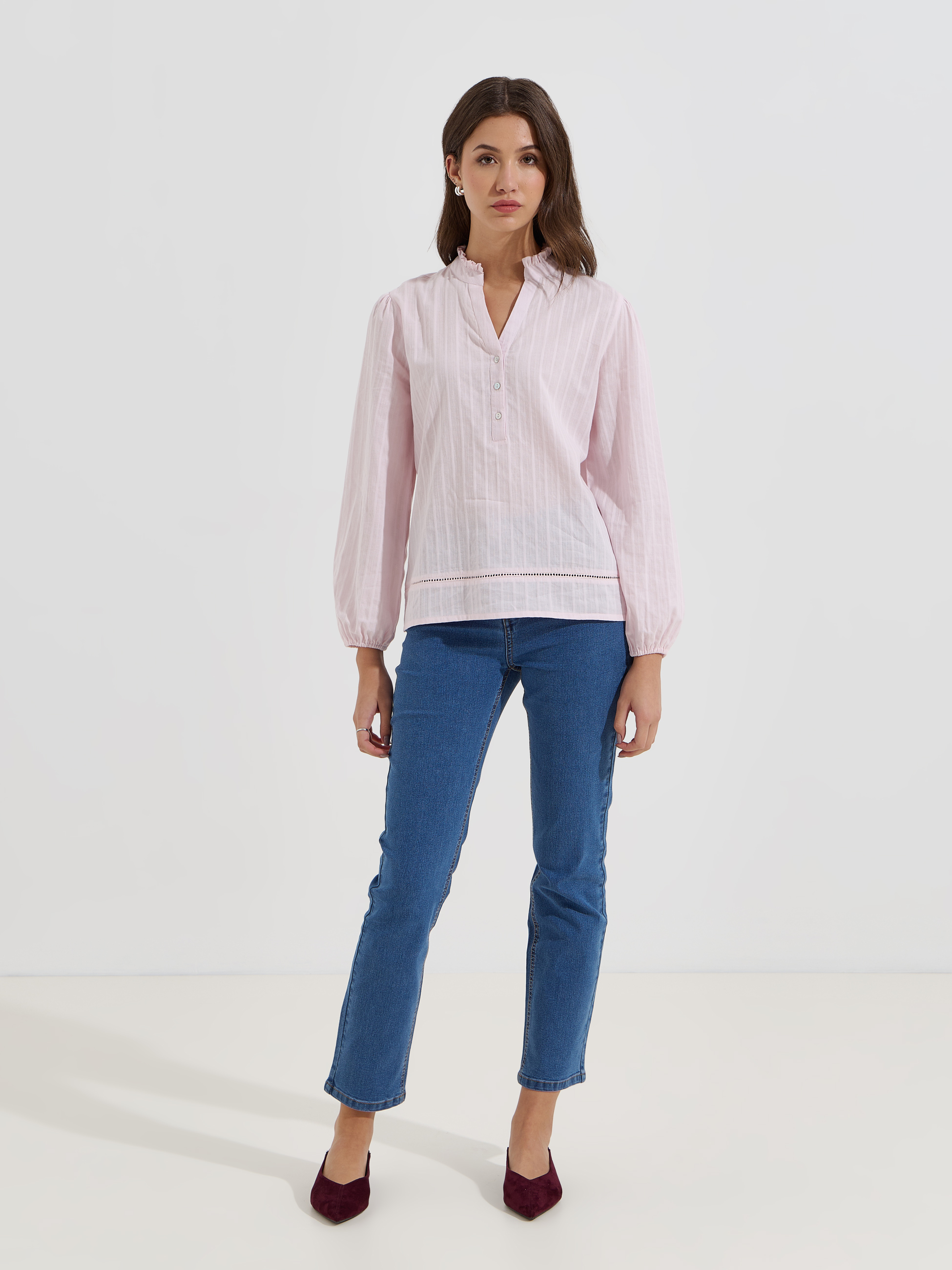 Blusa com decote franzido