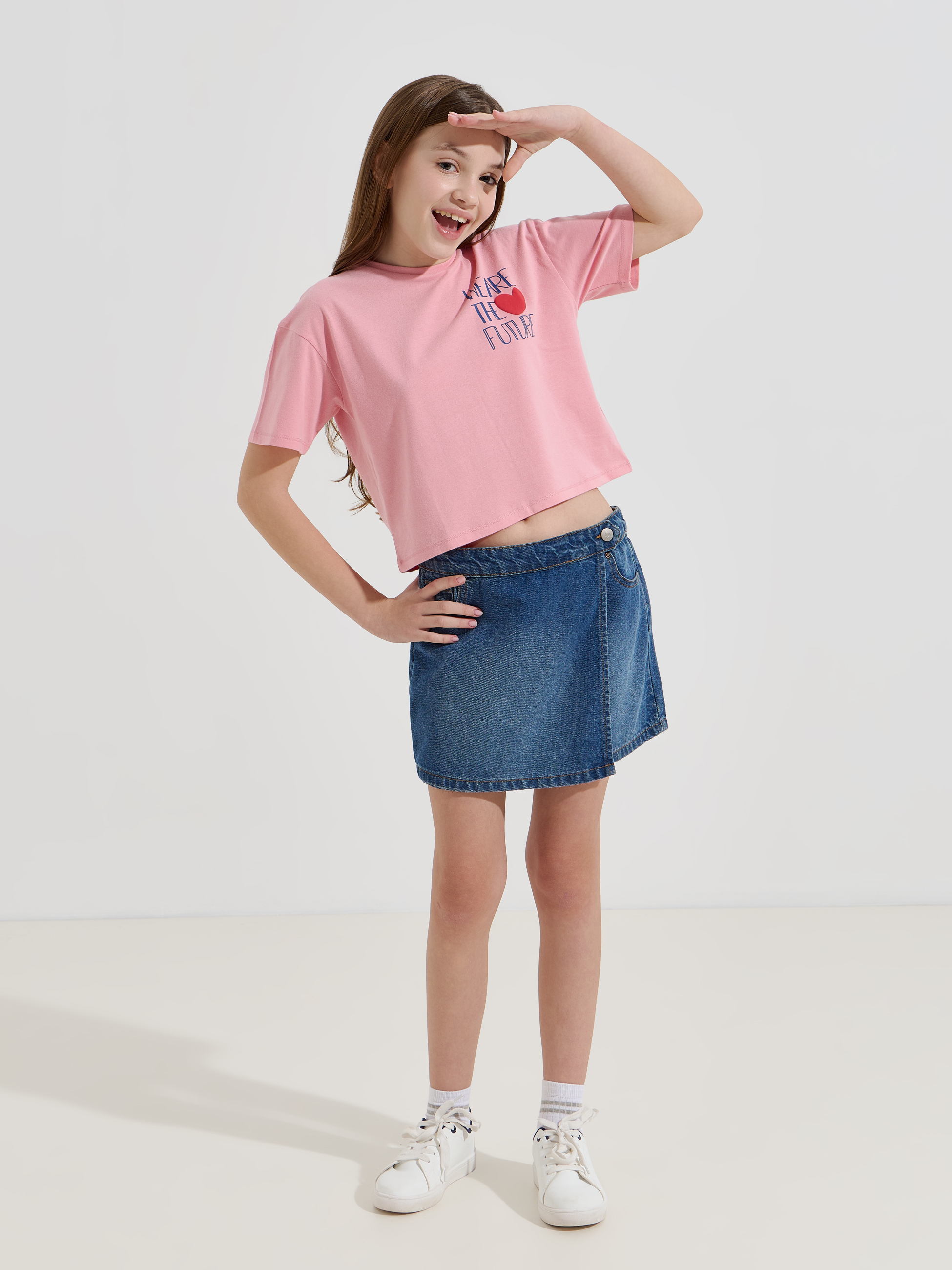 T-shirt cropped estampada