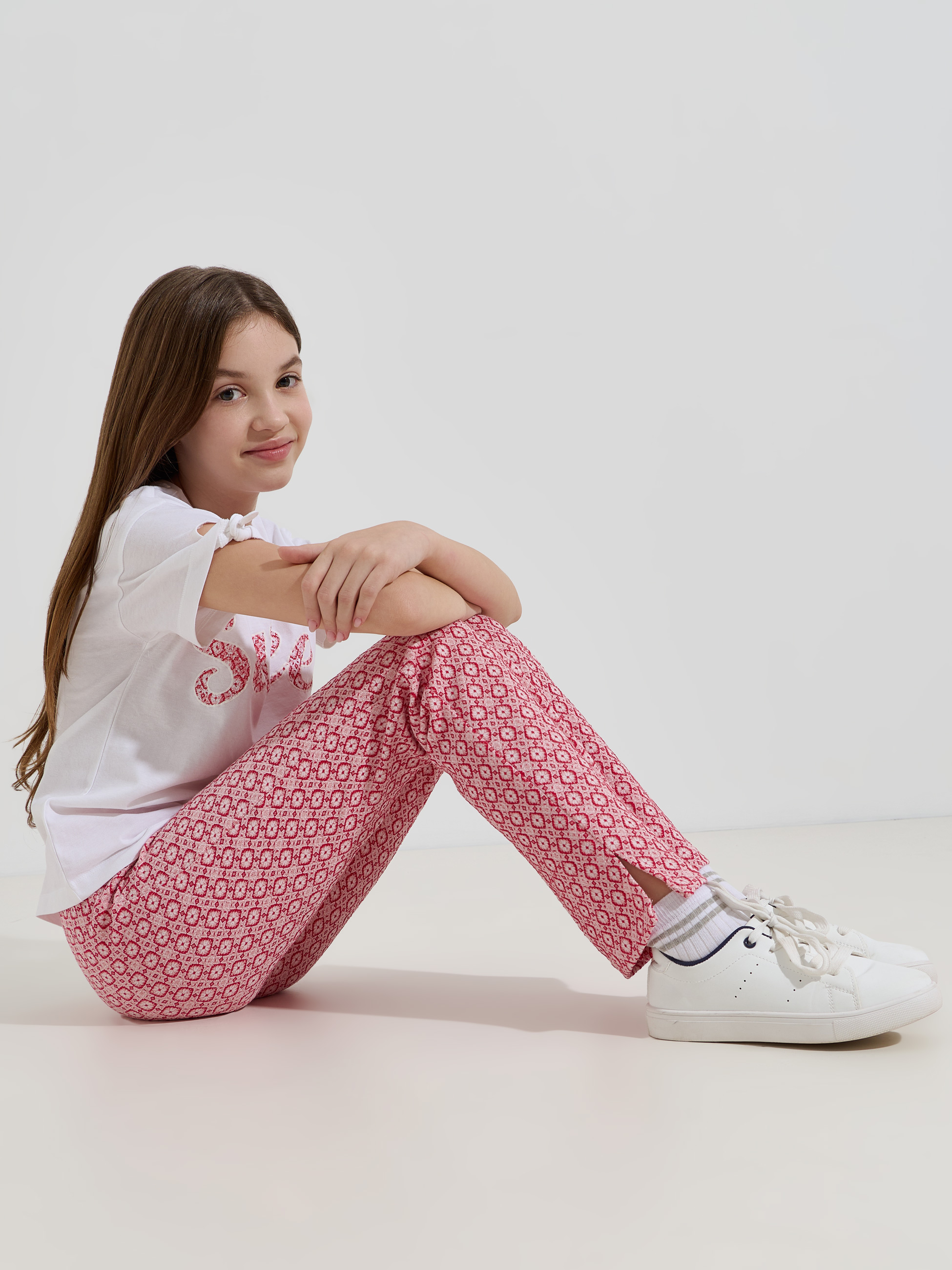 Calças de malha estampadas