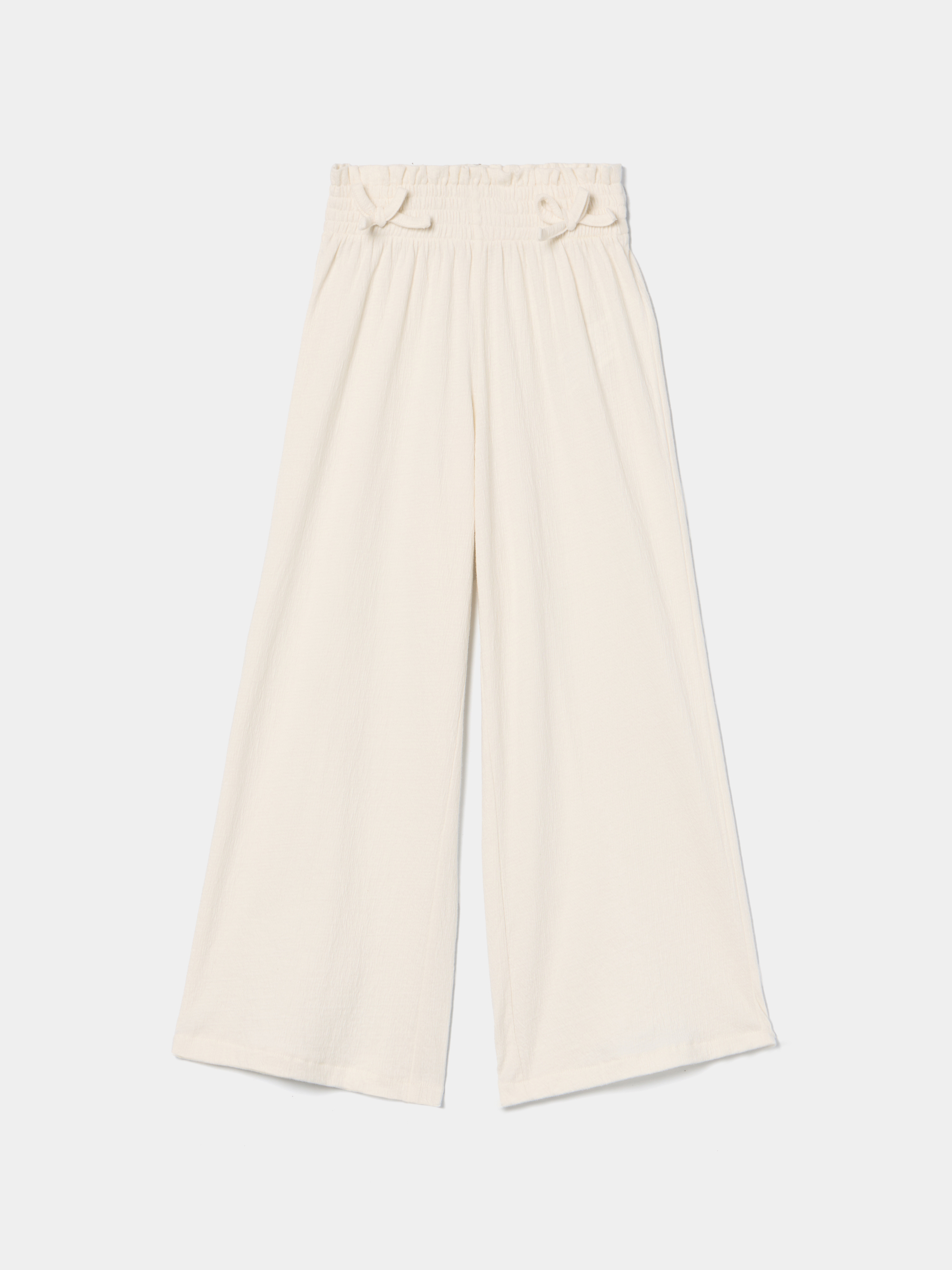 Calças fluídas com laços