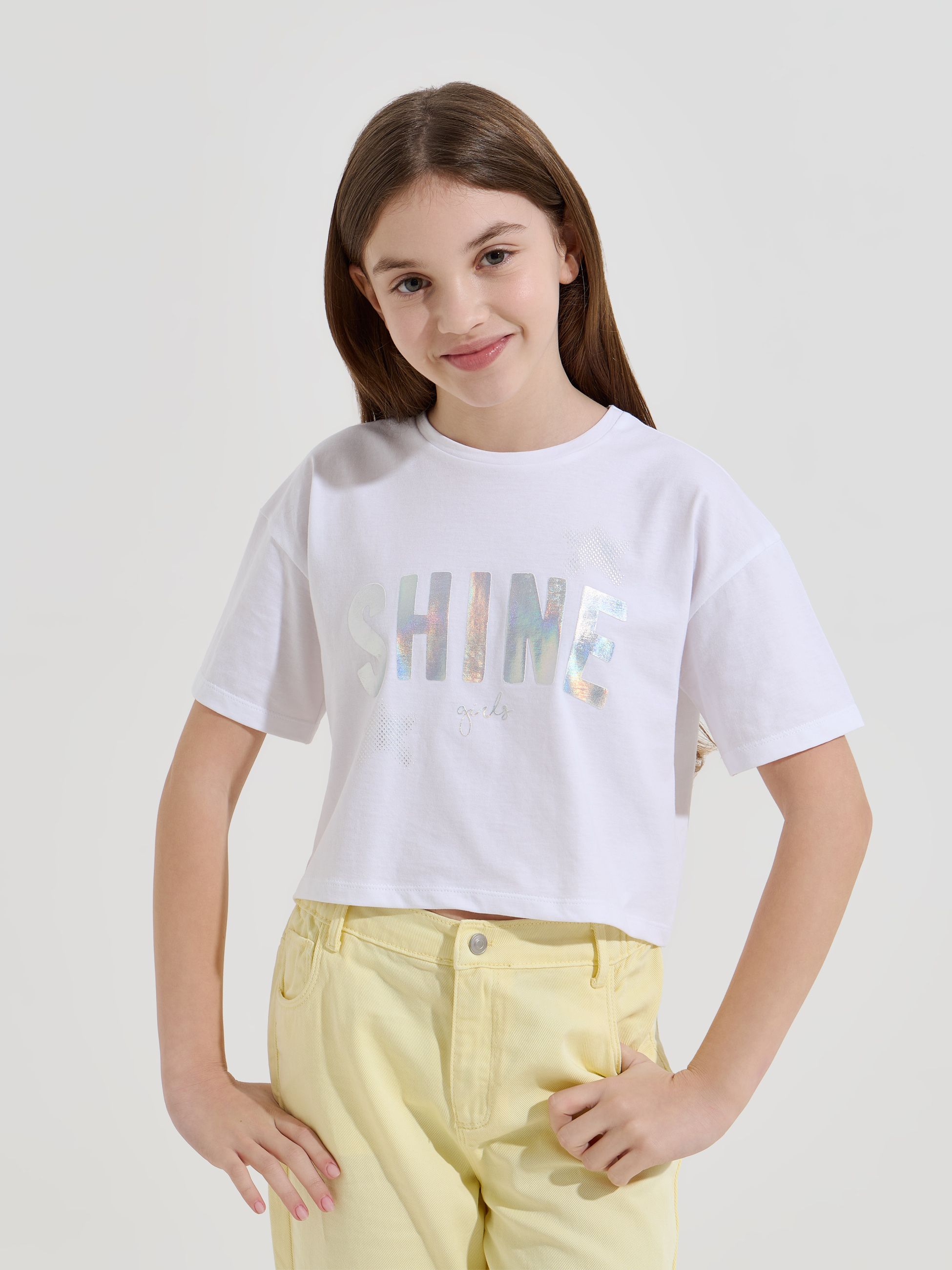 T-shirt cropped estampada