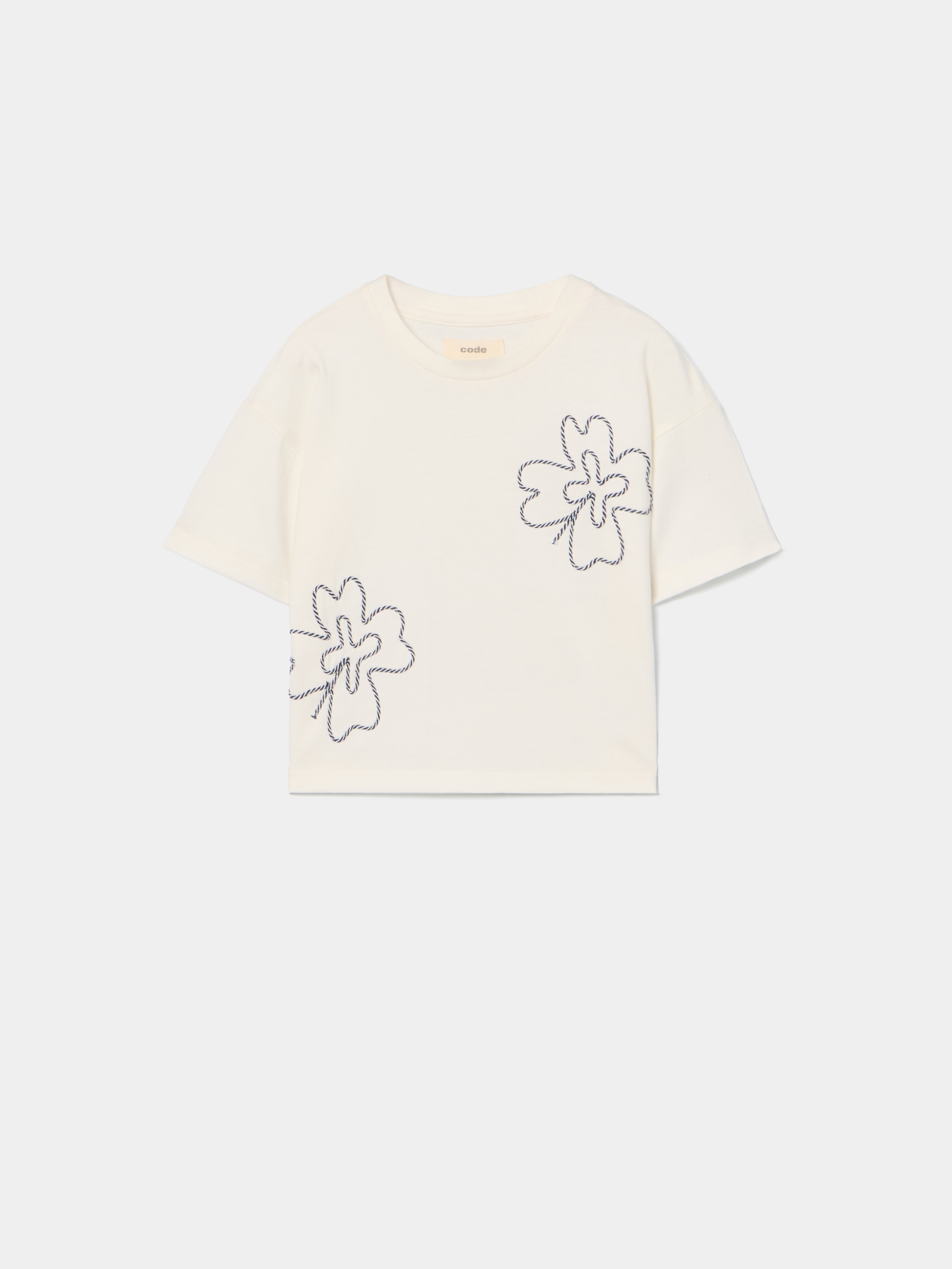 T-shirt cropped com flores