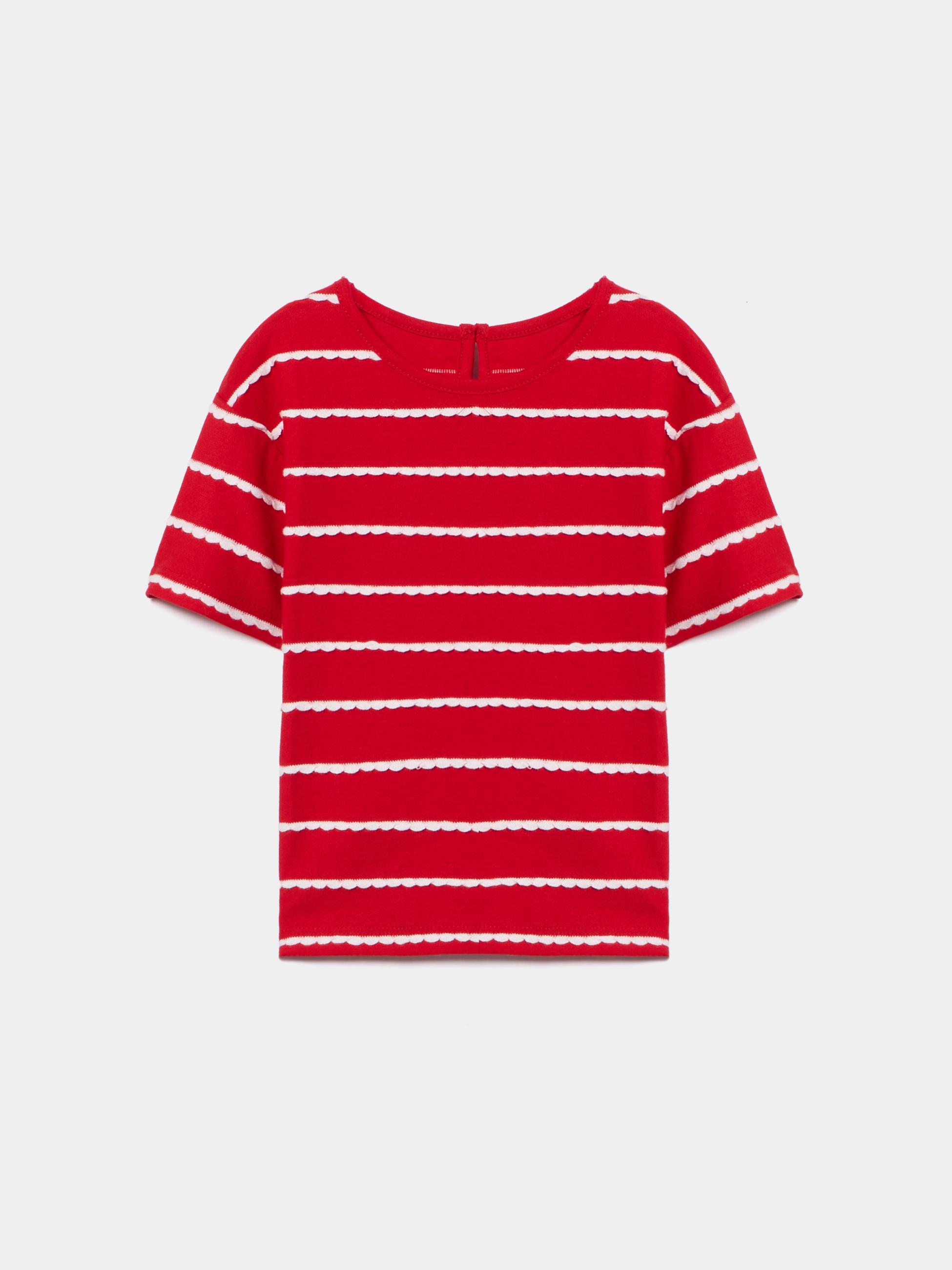 T-shirt às riscas em relevo com laço